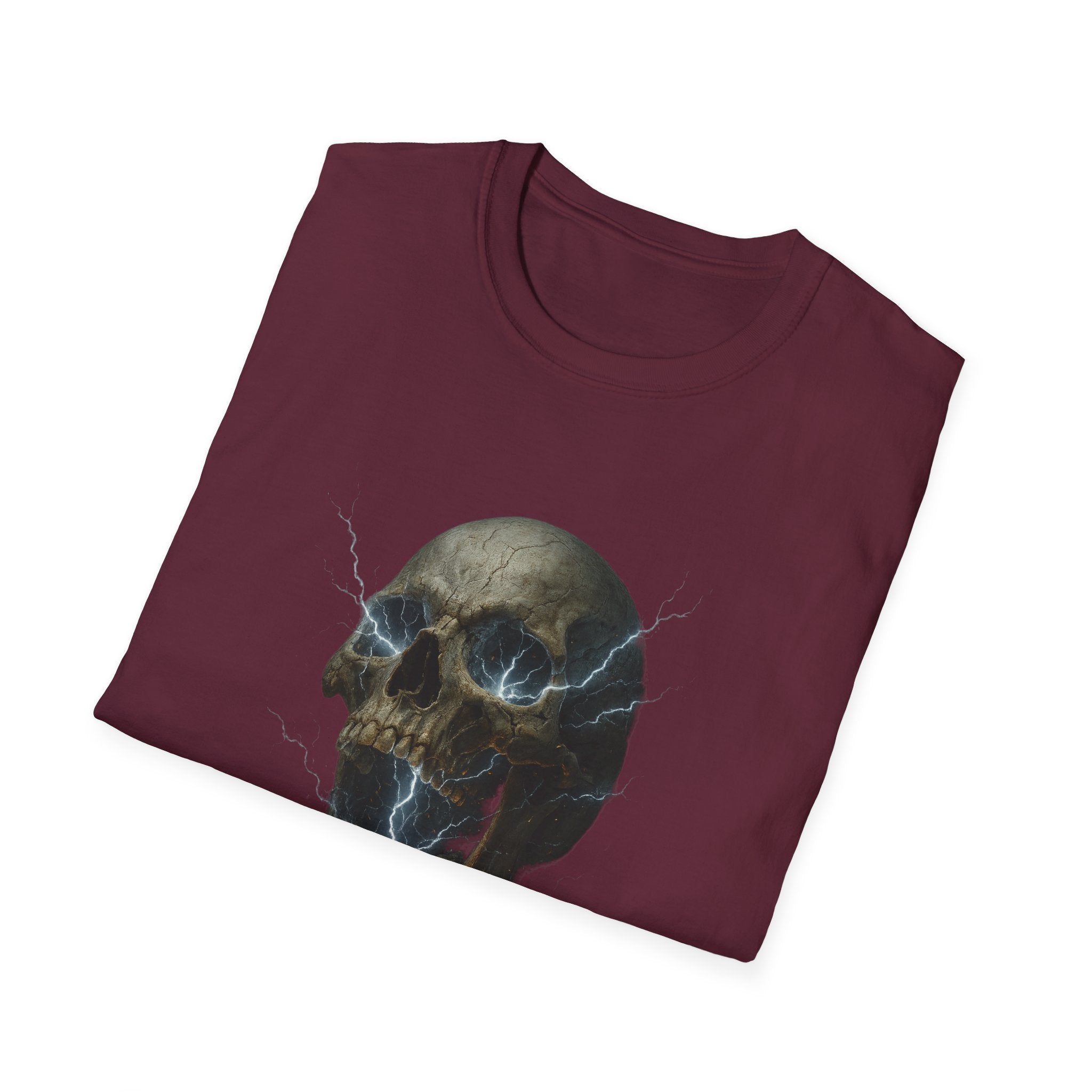 Funny Mens Electric Skull T-Shirt Classic Short Sleeve Shirt Apparel Clothing