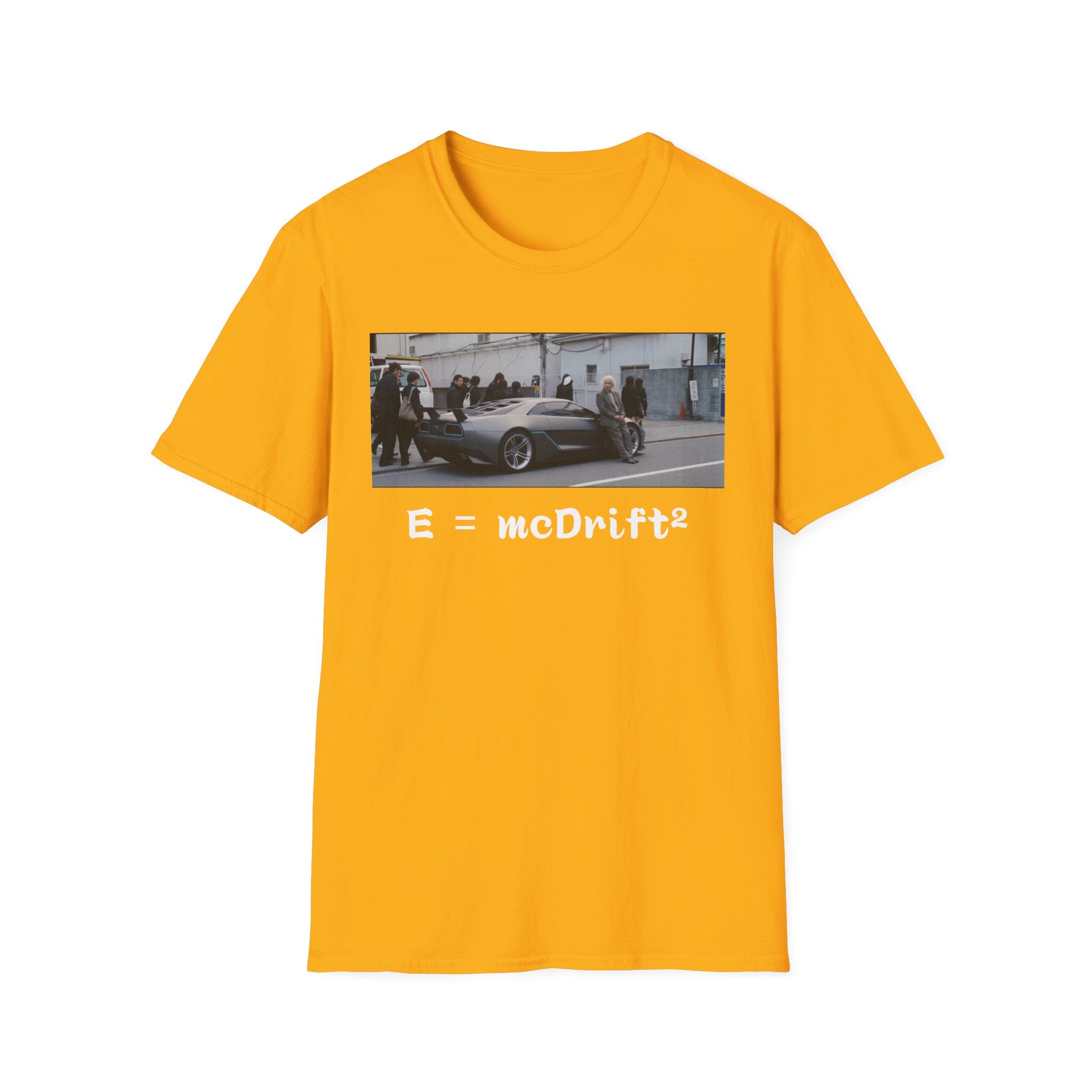 Funny Einstein Drift T-Shirt Speed Racing Car Unisex Softstyle TShirt Gift Men