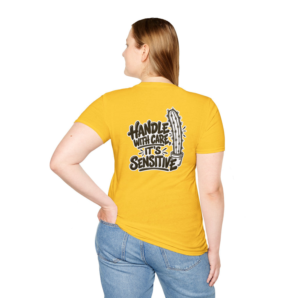 Dark Humor Funny Plant Shirt Handle With Care It's Sensitive Novelty Cactus Tshirt Tee Unique Gift