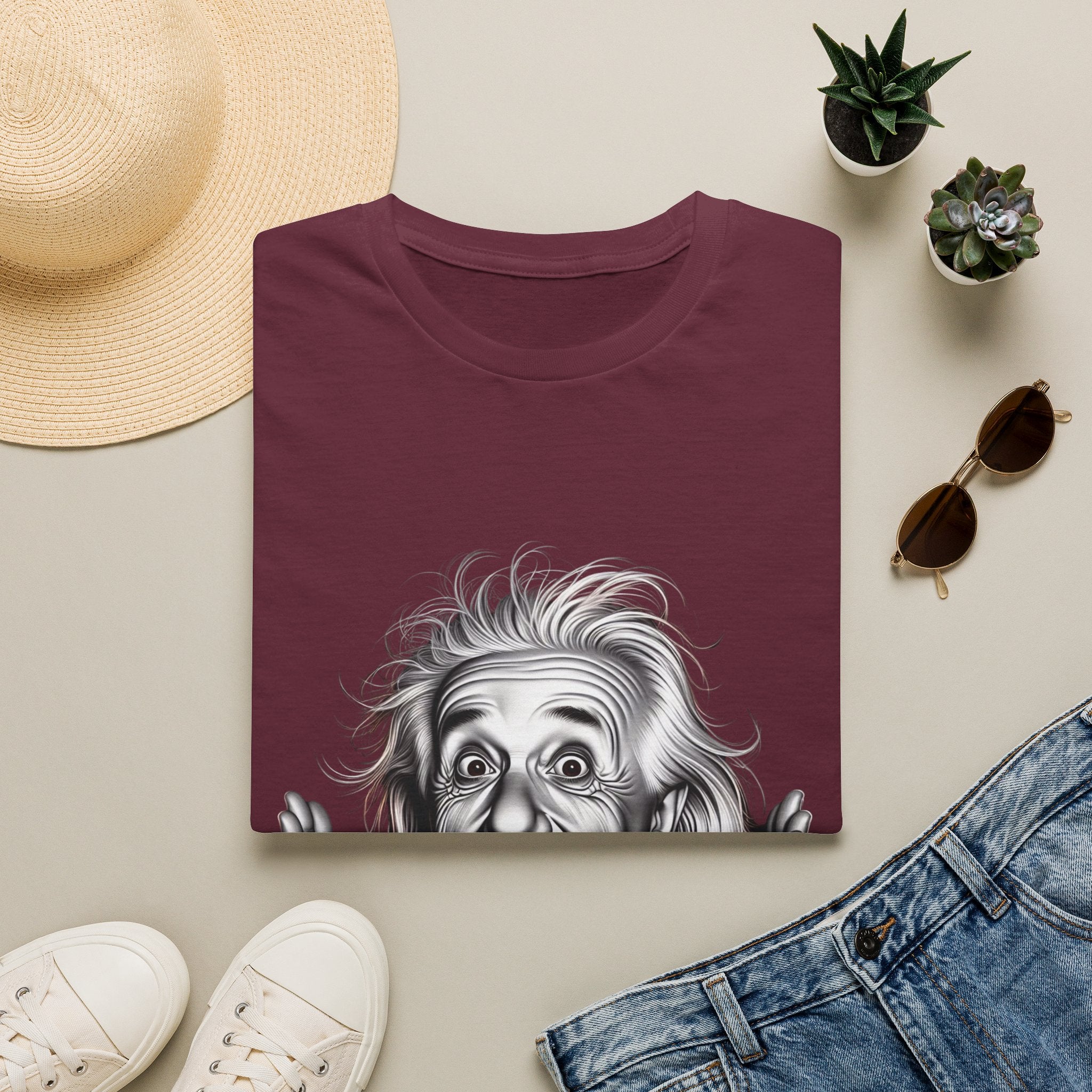 Funny Albert Einstein Print T-Shirt Unisex Softstyle T-Shirt Cotton Unique Gift