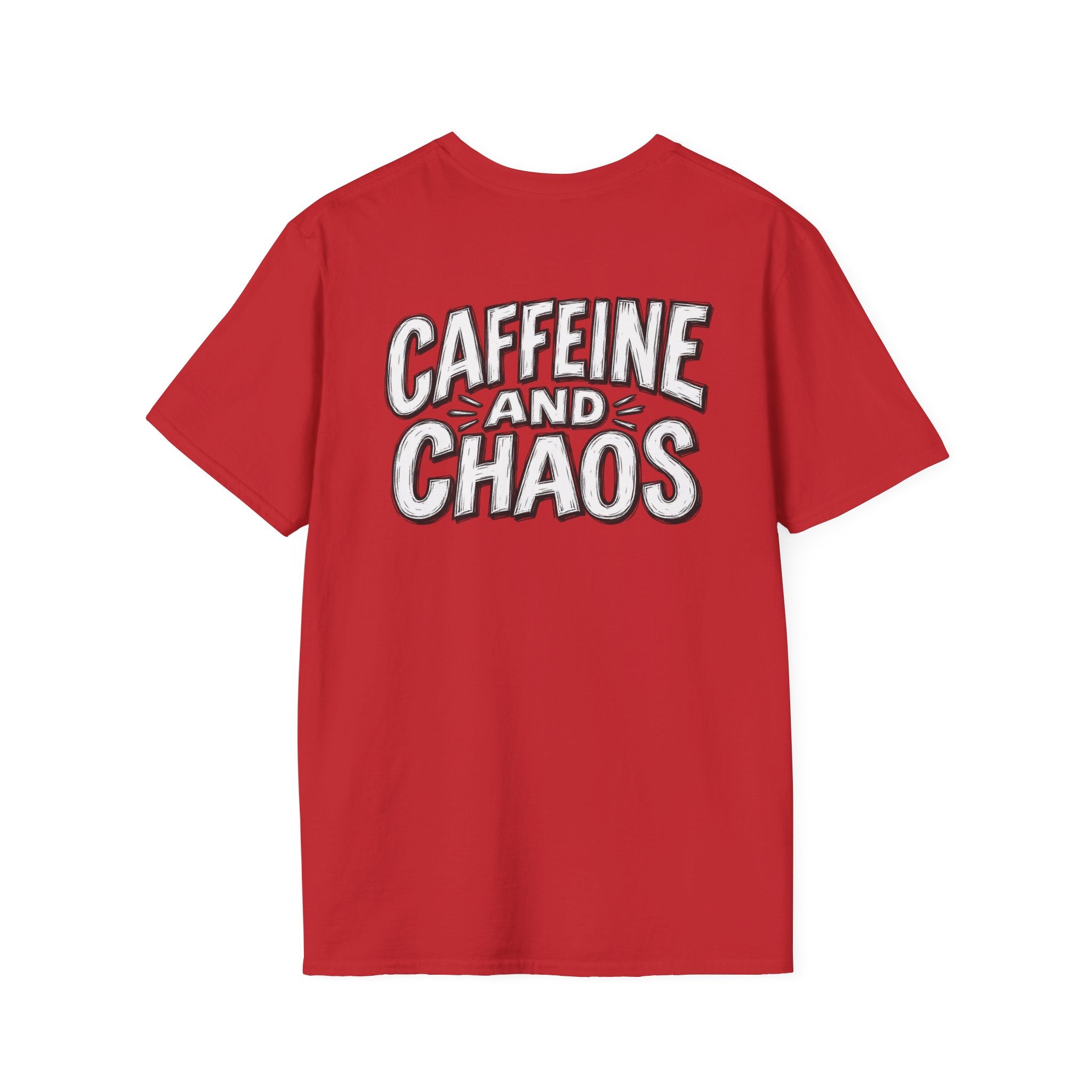 Funny Caffeine and Chaos Shirt Coffee Lover Graphic Tee Dark Humor Tshirt Funny Office Tshirt