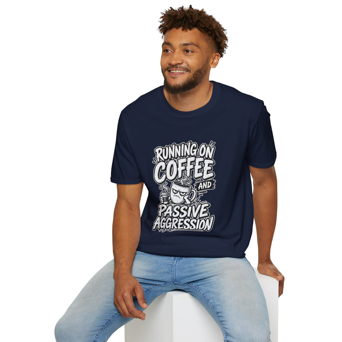 Funny Dark Humor Tshirt — Funny Office Tshirt Dark Humor Graphic Tee Unique Coworker Gift  RUNNING ON COFFEE AND PASSIVE AGGRESSION Shirt