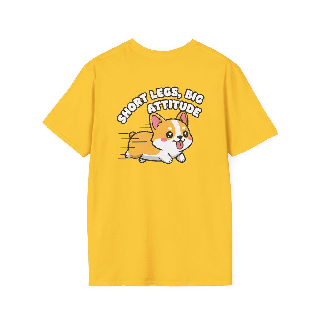 Cute Corgi Shirt Short Legs, Big Attitude Funny Dog Lover Unisex Softstyle Tee Gift