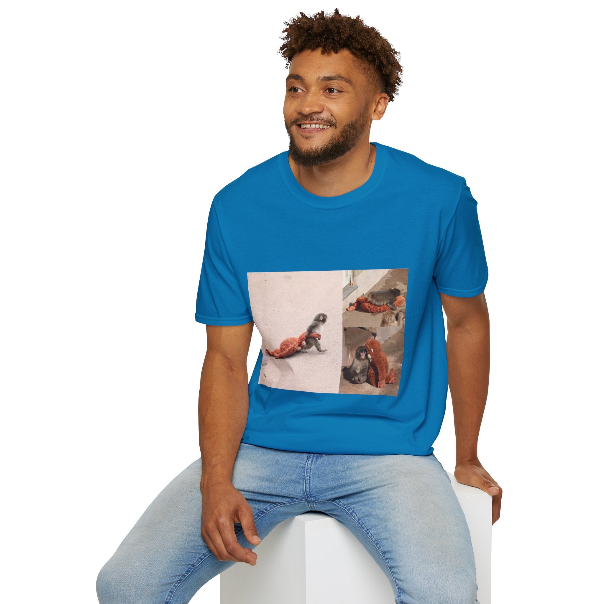 Funny Punch Monkey Viral Animal Tshirt Cute Trendy Unisex Softstyle T-Shirt Gift