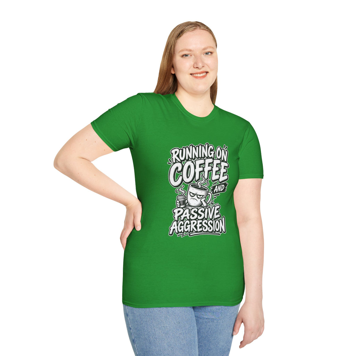Funny Dark Humor Tshirt — Funny Office Tshirt Dark Humor Graphic Tee Unique Coworker Gift  RUNNING ON COFFEE AND PASSIVE AGGRESSION Shirt