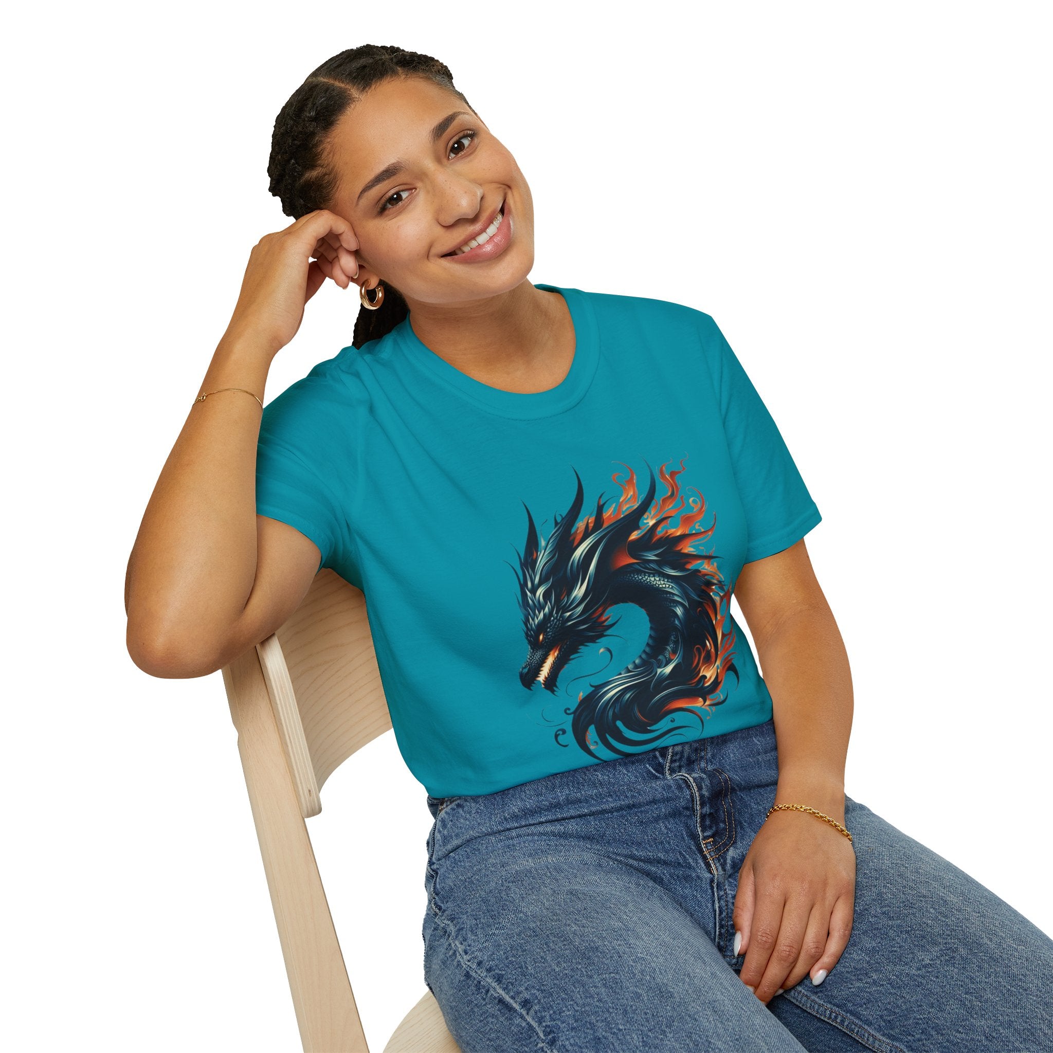 Dragon T-shirt Mens Graphic Tee Clothing Apparel Chinese Symbol Unisex Softstyle