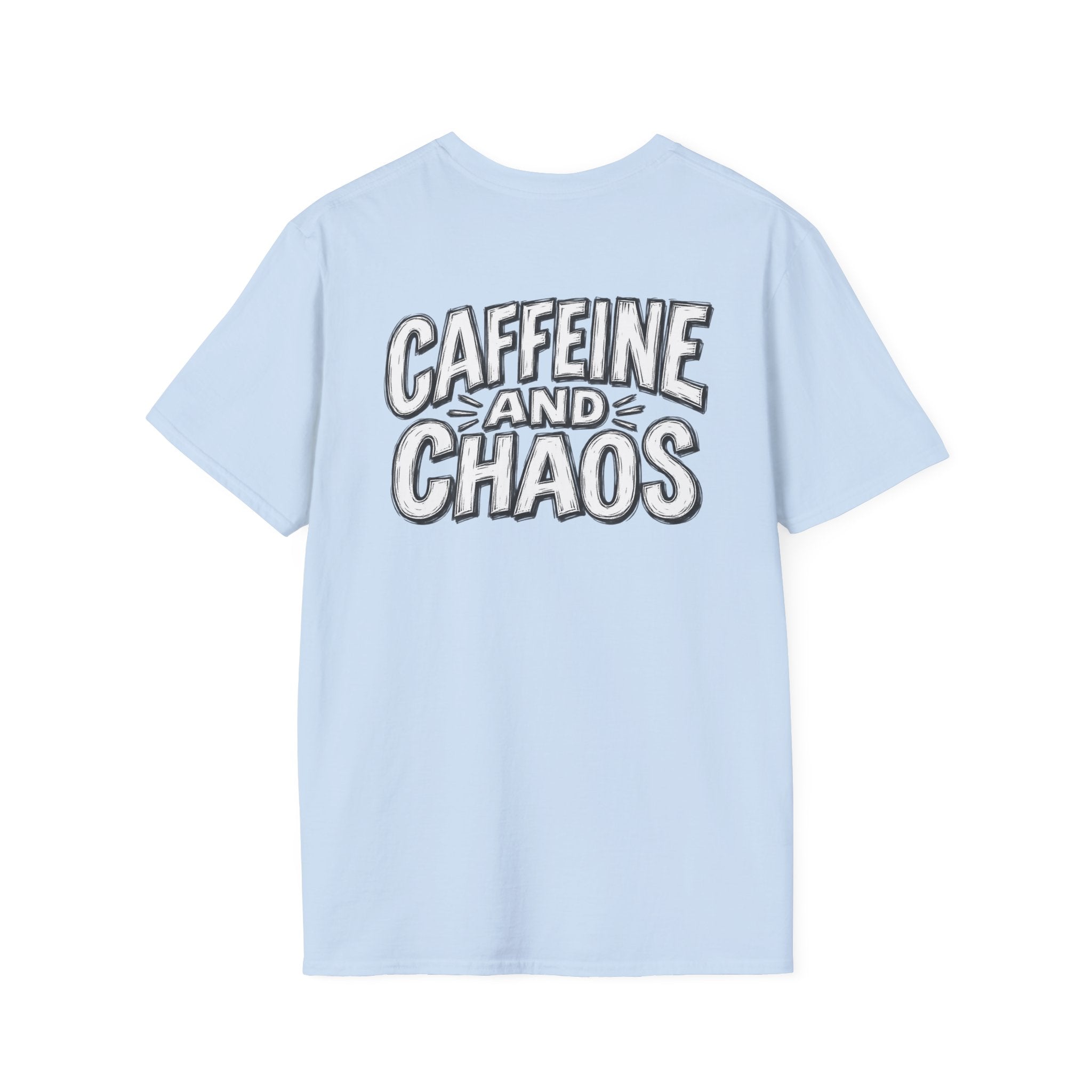 Funny Caffeine and Chaos Shirt Coffee Lover Graphic Tee Dark Humor Tshirt Funny Office Tshirt
