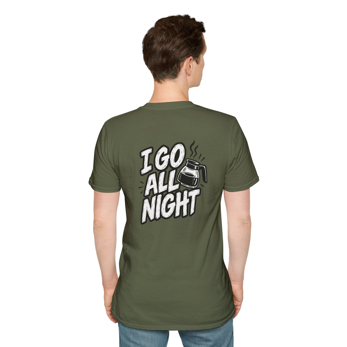 Dark Humor Funny Coffee Shirt I Go All Night Novelty Coffee Lover Graphic Tee Unique Tshirt Gift