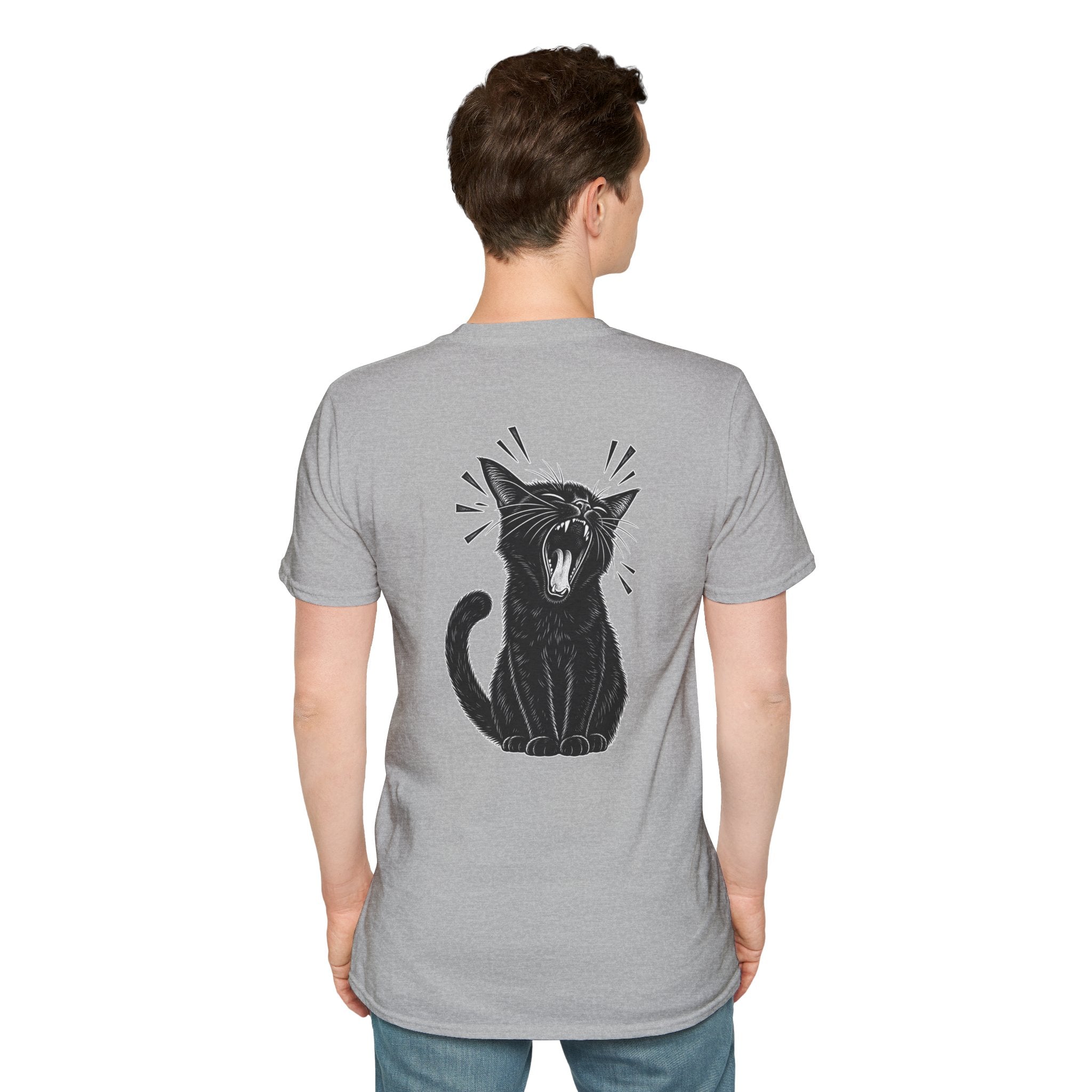 Black Cat Shirt Funny Yawn Comic Style Cat Lover Graphic Tee Unique Gift Black Cat T shirt