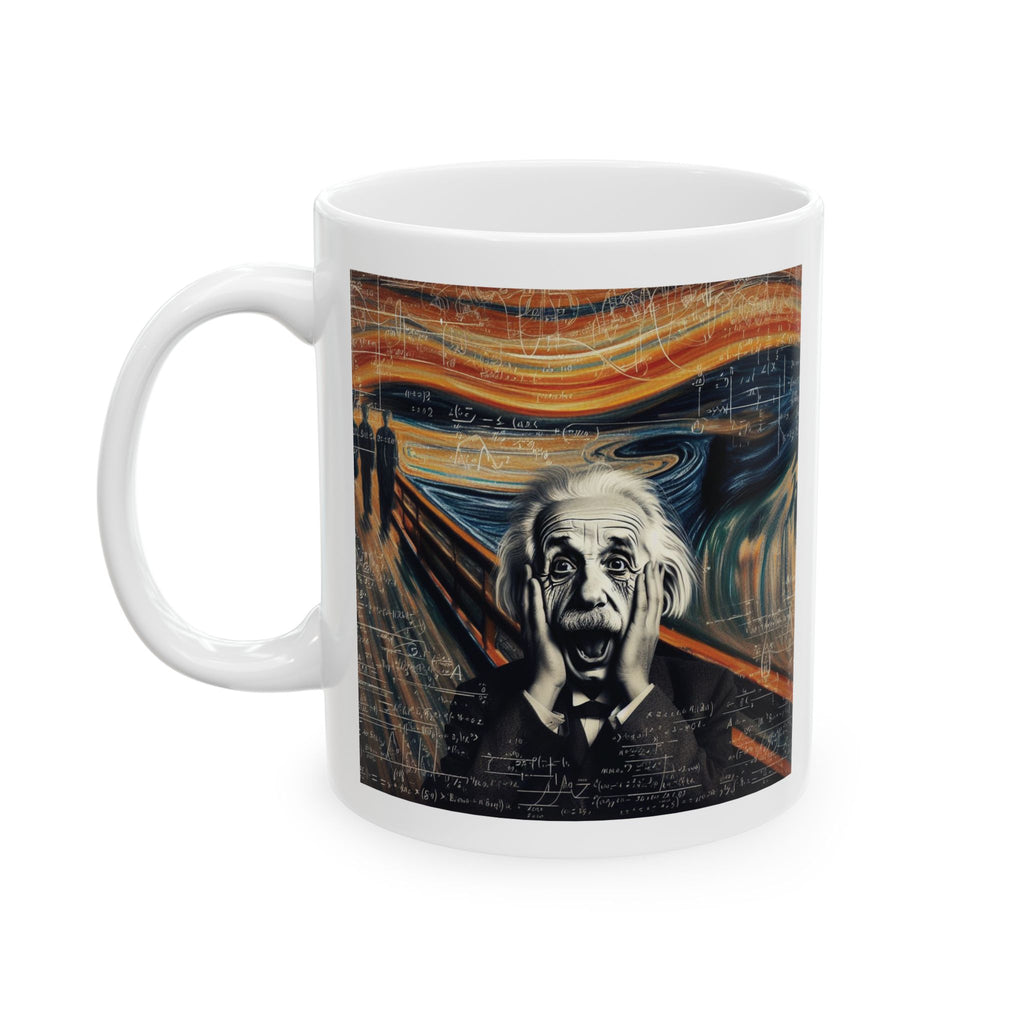 Funny Albert Einstein Mug Edvard Munch The Scream Coffee Cup Ceramic Mug Unique Gift Artwork 11oz