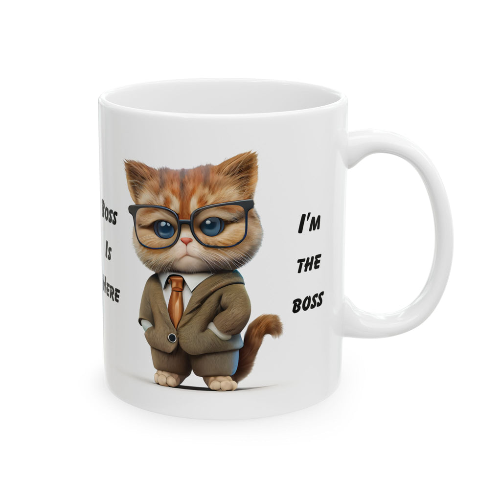 Funny Kitty Boss Cat Mug Coffee Grumpy Mug Cat Adorable 3D Cat Print Cup 11oz