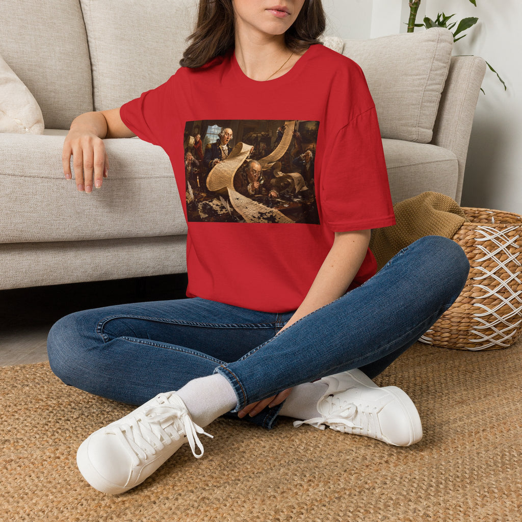Funny USA Unisex Softstyle T-Shirt Giant Declaration Team Funny Patriotic T-Shirt United States of America Benjamin Franklin George Washington Tshirts