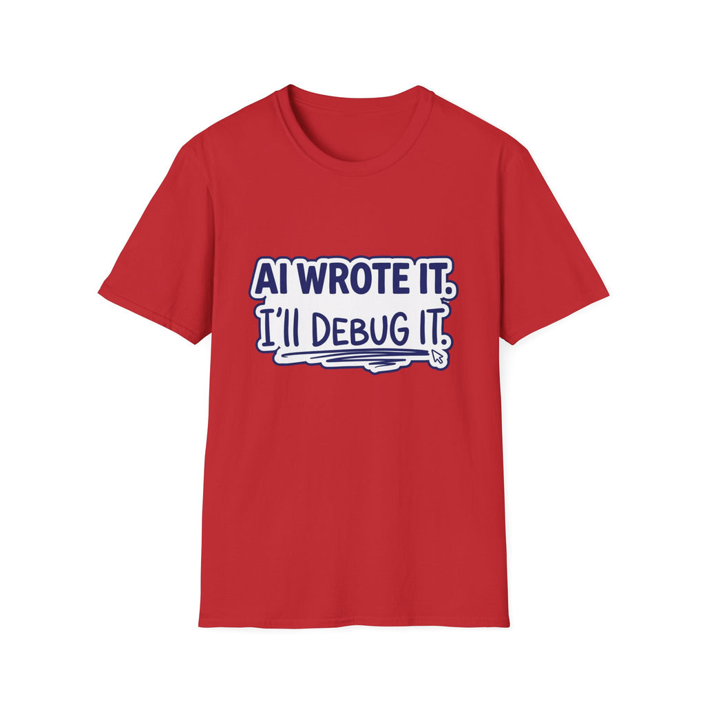 Funny Tshirt AI Wrote It I'll Debug It Shirt Funny Vibe Coding Programmer Tee Unisex Softstyle T-Shirt