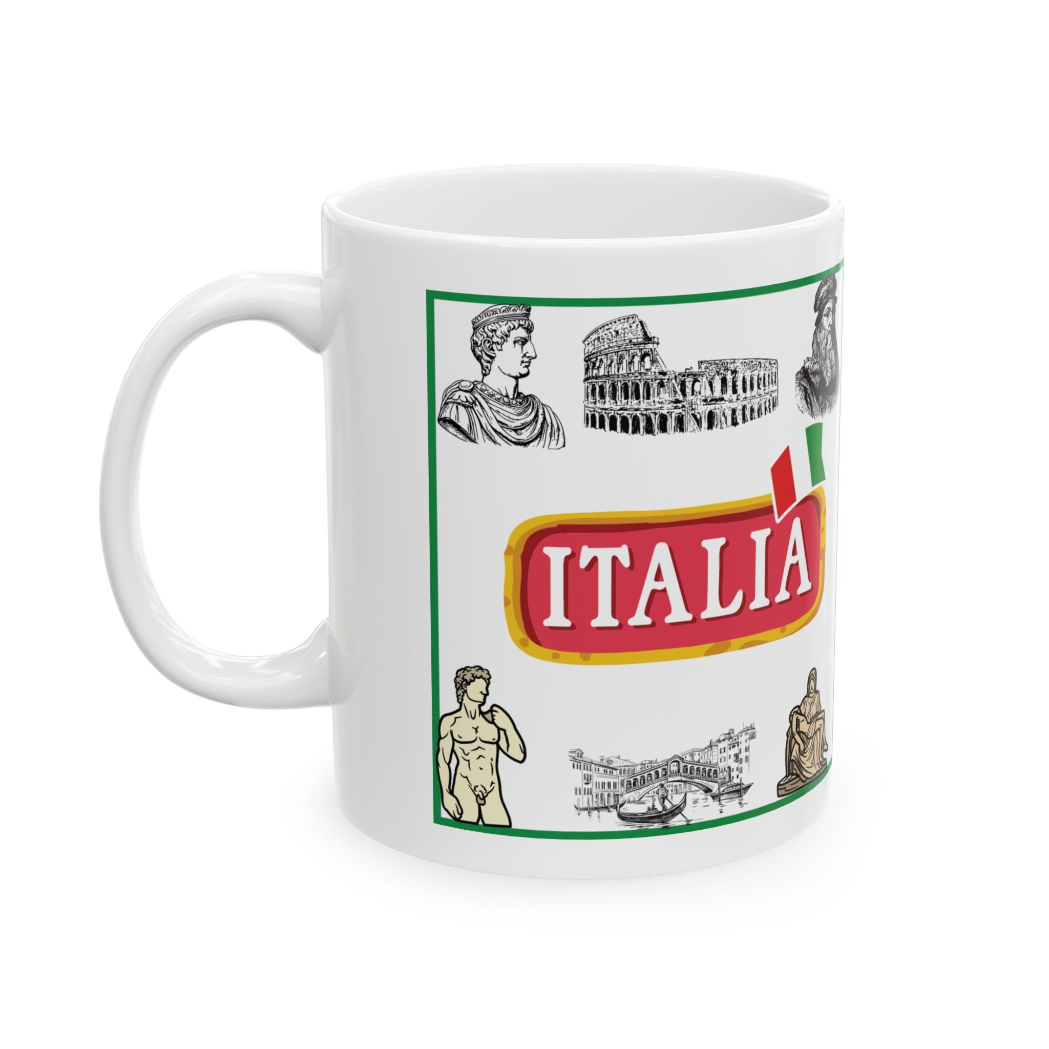 Italy Mug Italian Flag Historical Icons Tea Coffee Cup Ceramic Mug Travel Gift