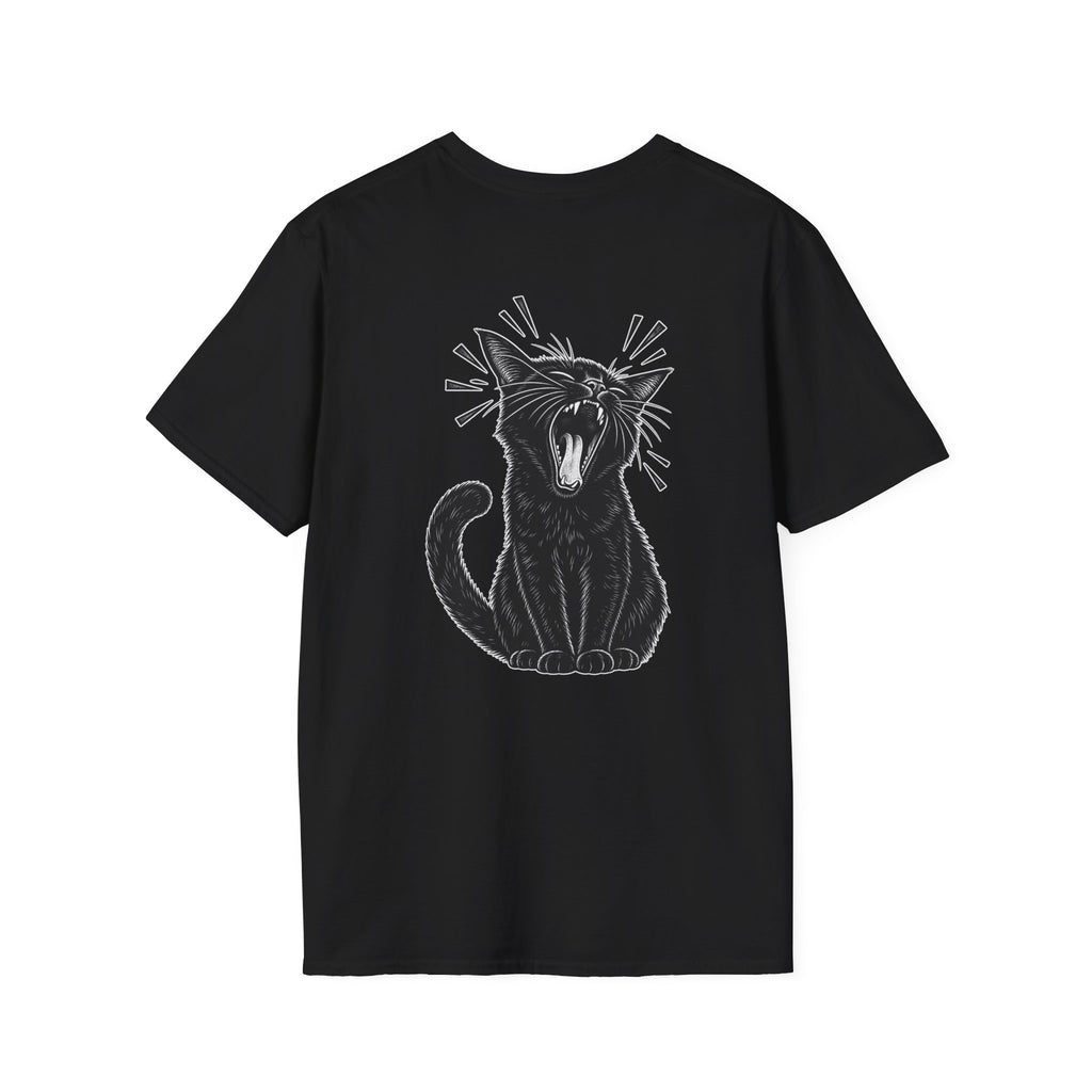 Black Cat Shirt Funny Yawn Comic Style Cat Lover Graphic Tee Unique Gift Black Cat T shirt