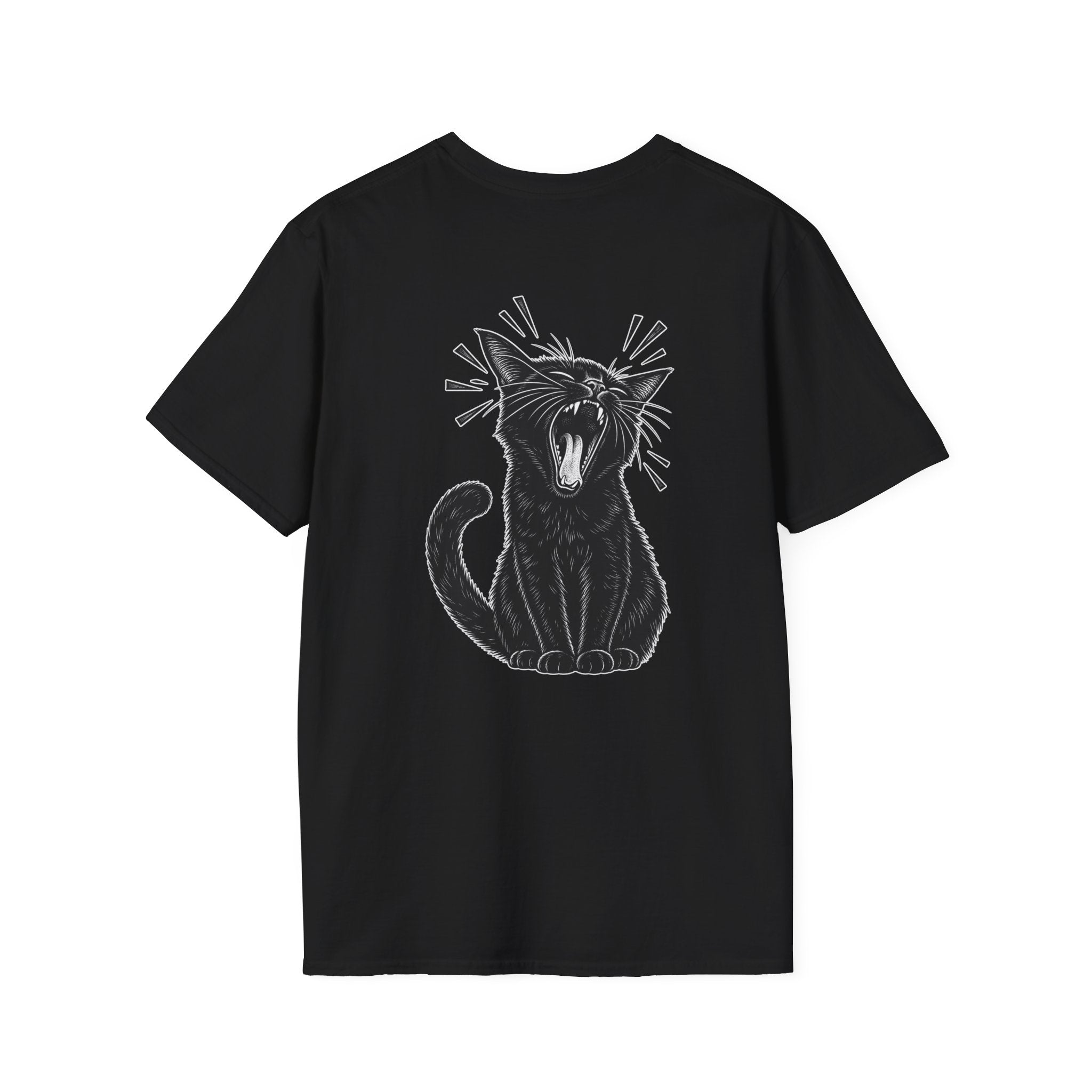 Black Cat Shirt Funny Yawn Comic Style Cat Lover Graphic Tee Unique Gift Black Cat T shirt