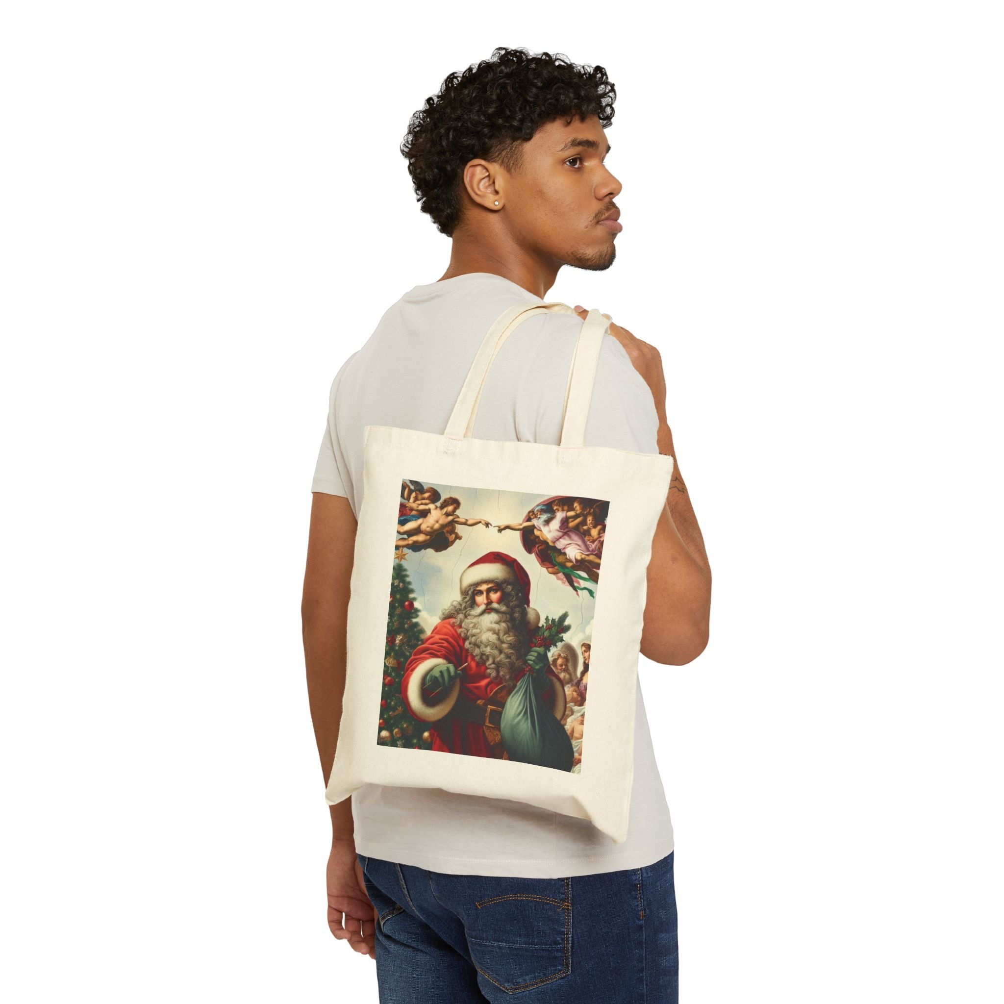 Christmas Tote Bag Cotton Canvas Bag Gift Unique Cute Lady Shopping Bag Santa Best Gift for New Year