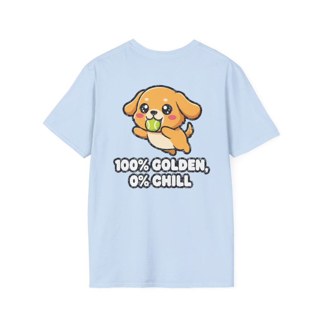 Cute Golden Retriever Shirt 100% Golden, 0% Chill Funny Dog Lover Unisex Softstyle Tee Gift