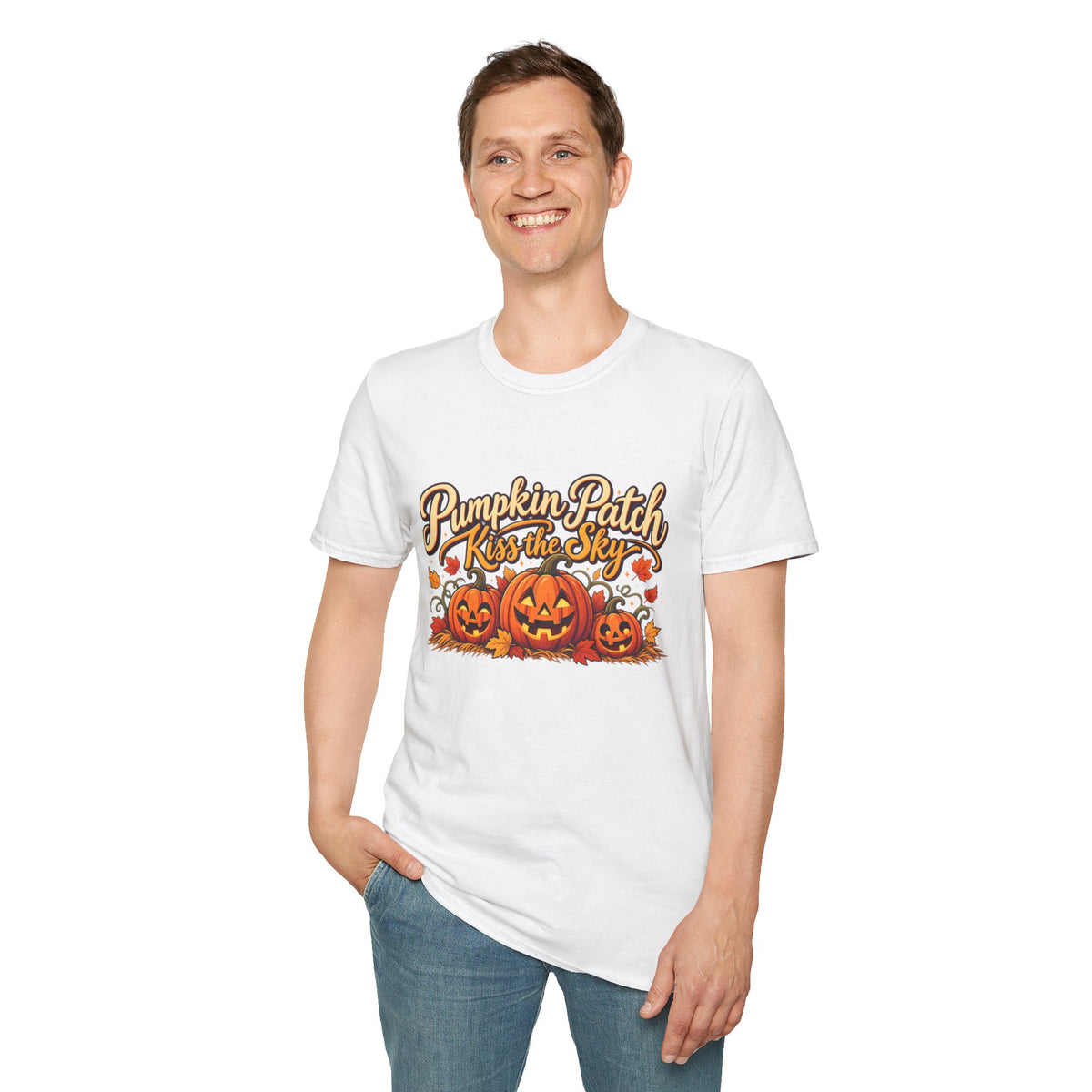 Pumpkin Patch Kiss the Sky Shirt | Cute Fall Jack-O'-Lantern Graphic Tee | Womens Halloween T-Shirt