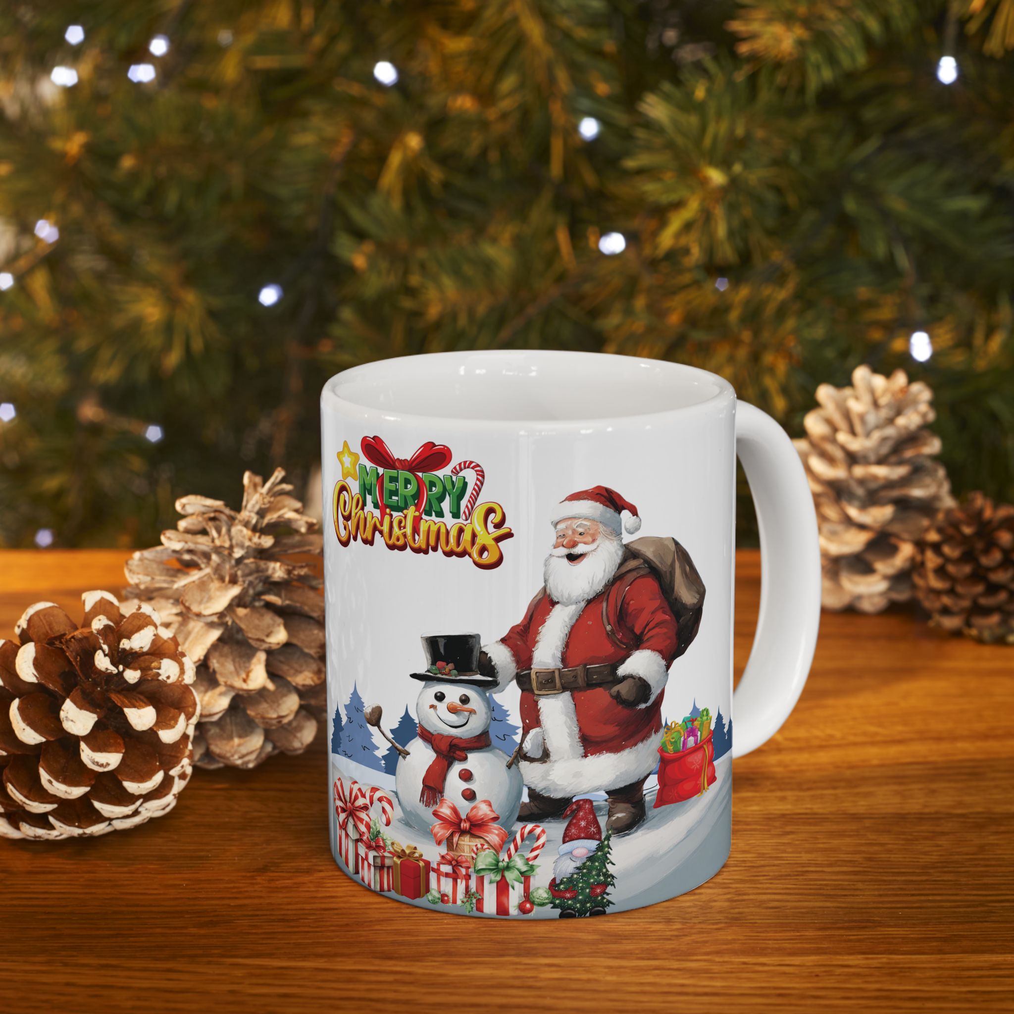 Christmas Mug Funny Santa Claus Mug Unique Cute Coffee Cup Snowman Gift Kid Gnom 11oz
