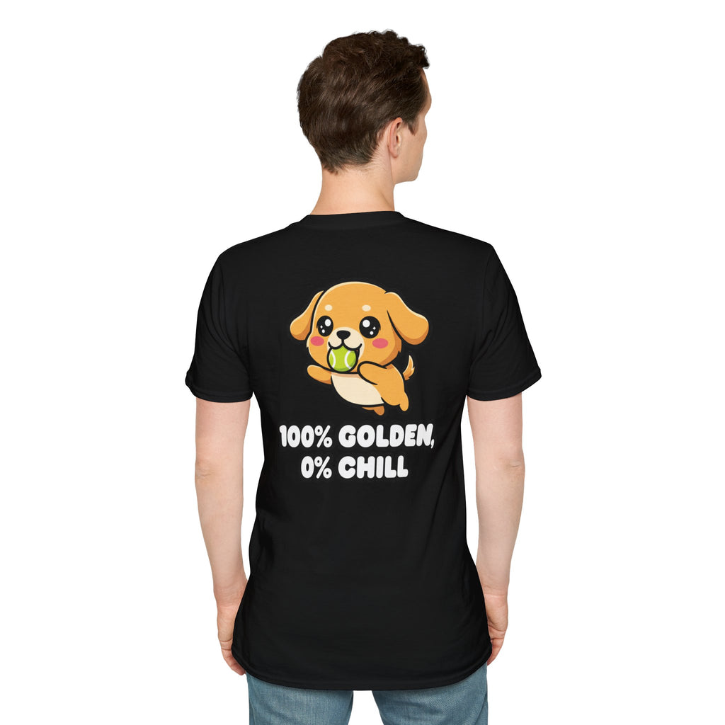 Cute Golden Retriever Shirt 100% Golden, 0% Chill Funny Dog Lover Unisex Softstyle Tee Gift