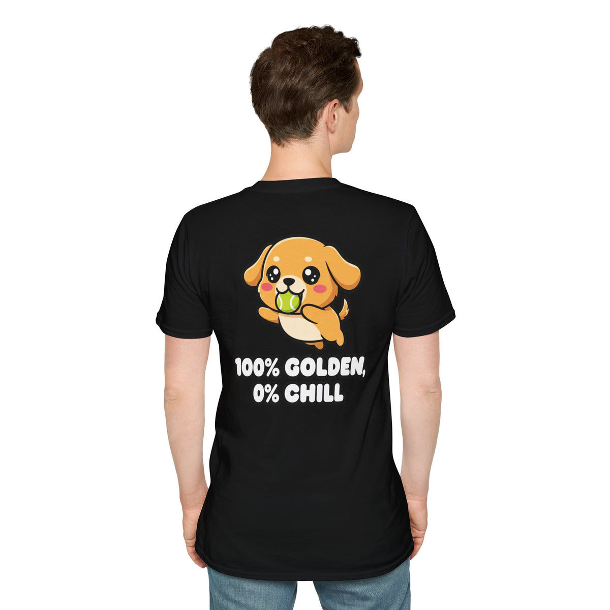 Cute Golden Retriever Shirt 100% Golden, 0% Chill Funny Dog Lover Unisex Softstyle Tee Gift