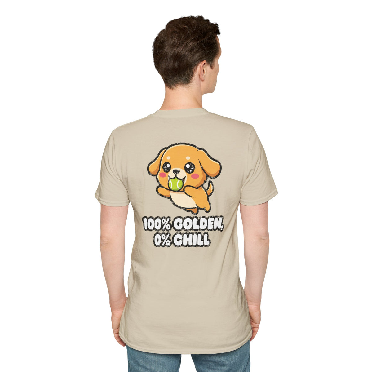 Cute Golden Retriever Shirt 100% Golden, 0% Chill Funny Dog Lover Unisex Softstyle Tee Gift