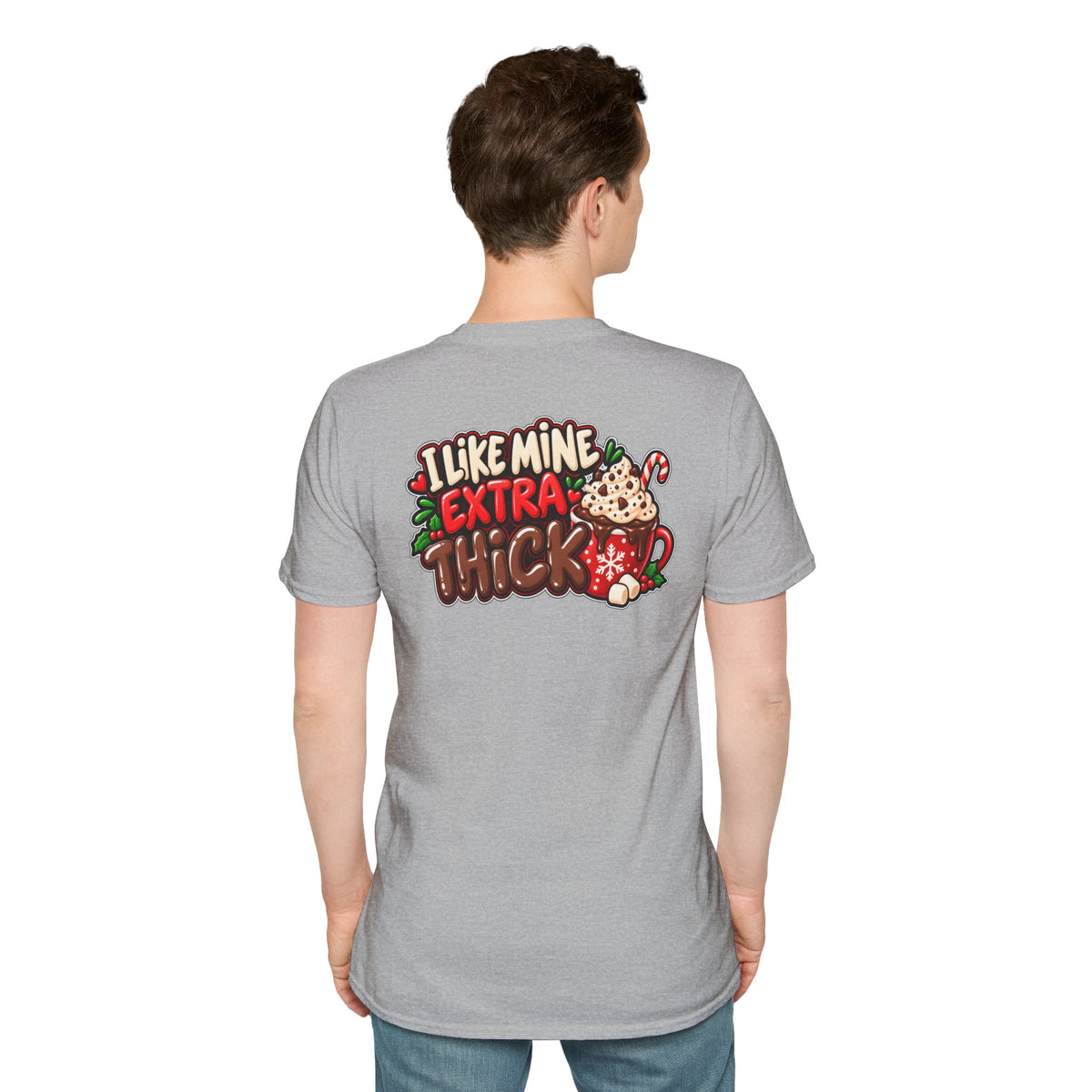 Funny Christmas Pun Tee Cheeky Holiday Shirt Dark Humor Funny Shirt I LIKE MINE EXTRA THICK T-Shirt Unique Gift