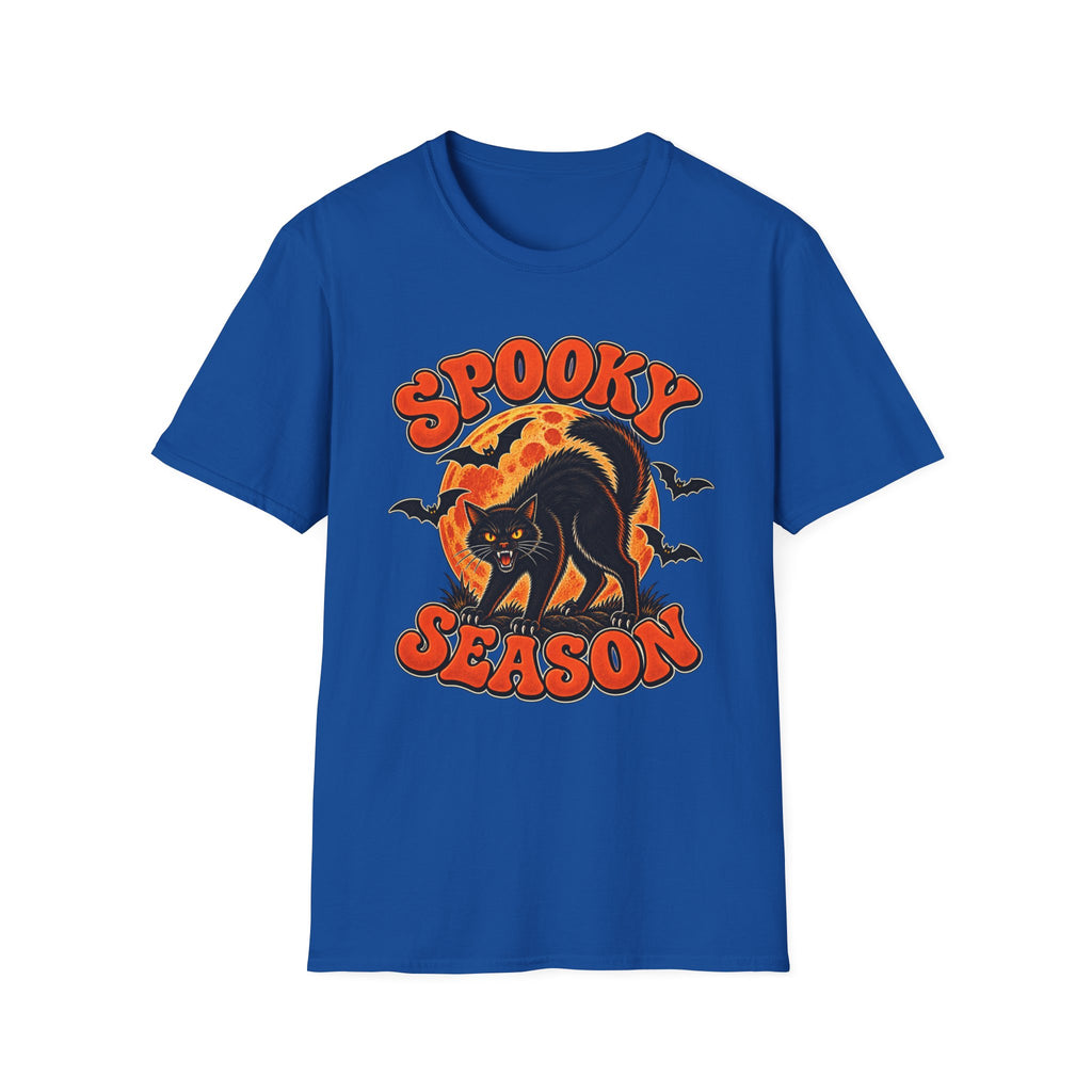 Retro Black Cat Halloween Shirt | Vintage Spooky Season Graphic Tee | Womens Halloween T-Shirt
