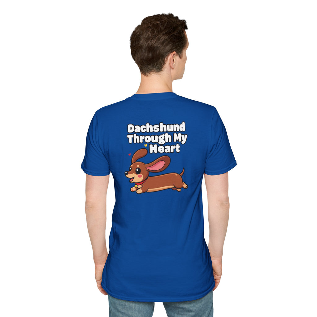Cute Dachshund Shirt Dachshund Through My Heart Funny Dog Lover Unisex Softstyle Tee Gift