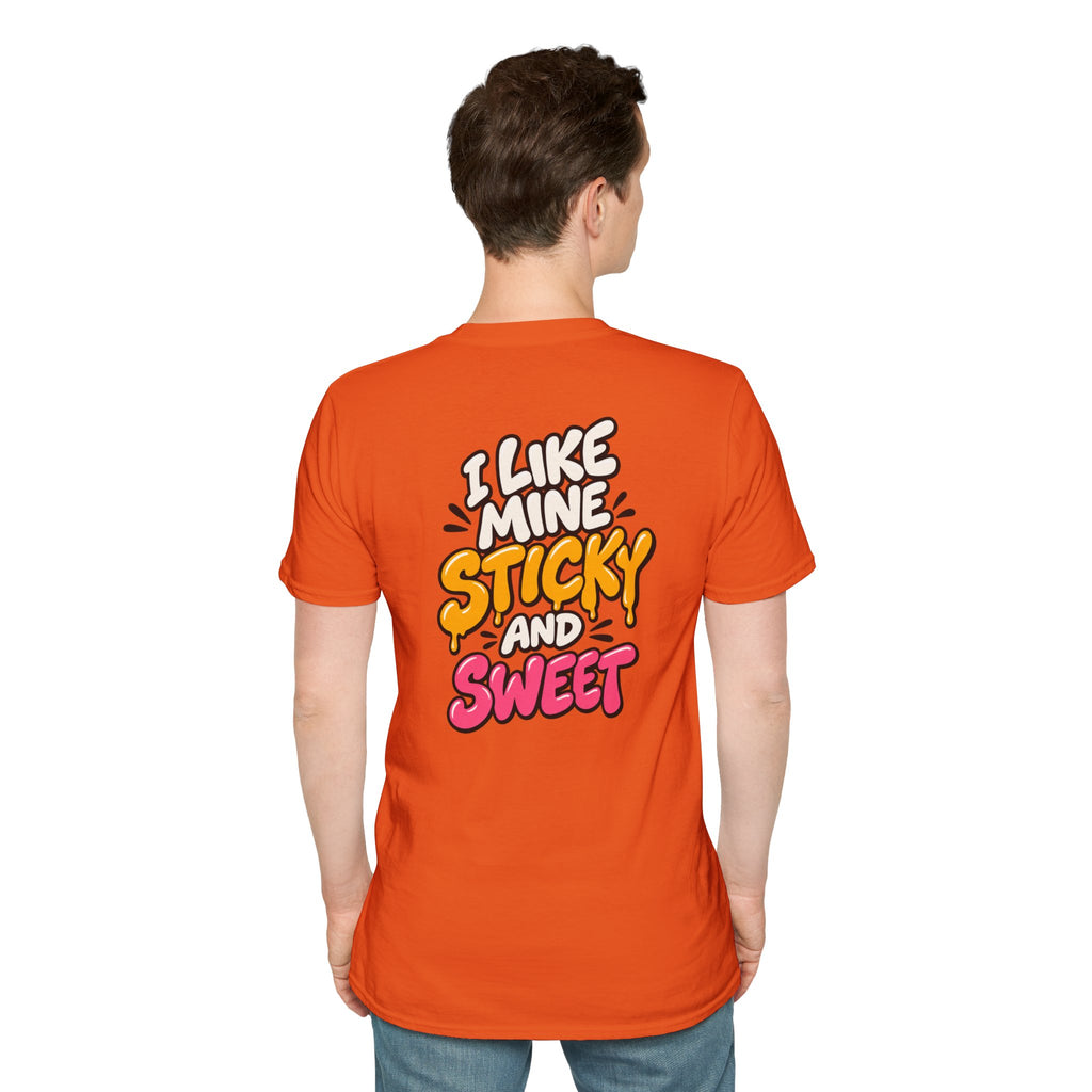 Dark Humor Funny Tshirt I LIKE MINE STICKY AND SWEET Tee Unique Gift