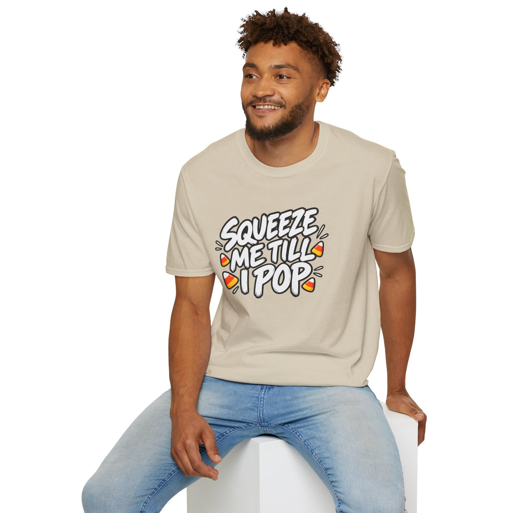Funny Halloween Shirt Squeeze Me Till I Pop Candy Corn Novelty Tee Graphic T-Shirt