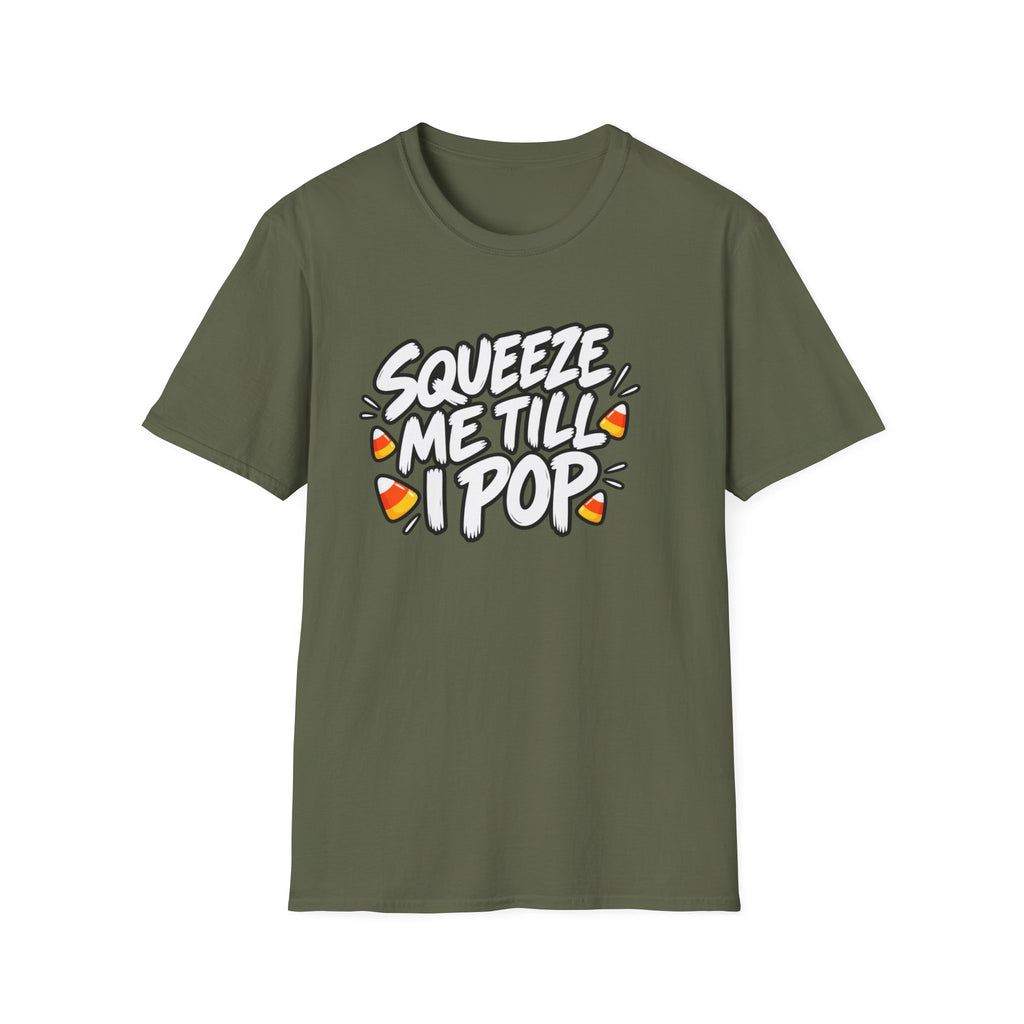 Funny Halloween Shirt Squeeze Me Till I Pop Candy Corn Novelty Tee Graphic T-Shirt