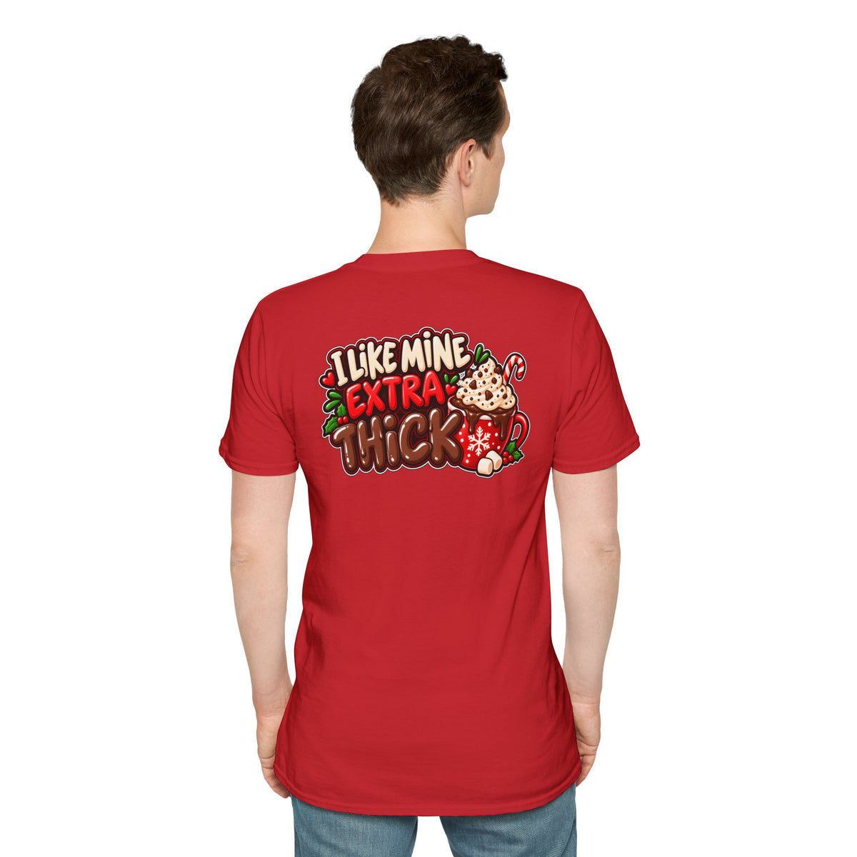 Funny Christmas Pun Tee Cheeky Holiday Shirt Dark Humor Funny Shirt I LIKE MINE EXTRA THICK T-Shirt Unique Gift