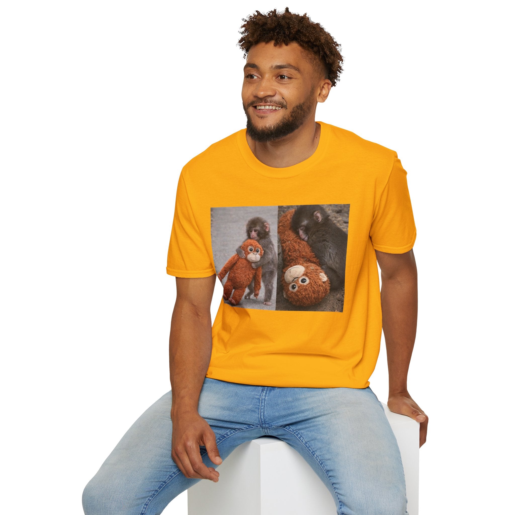 Funny Punch Monkey Viral Animal Tshirt Cute Trendy Unisex Softstyle T-Shirt Gift