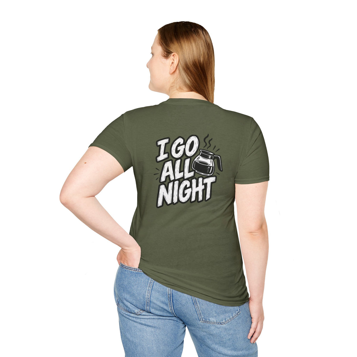 Dark Humor Funny Coffee Shirt I Go All Night Novelty Coffee Lover Graphic Tee Unique Tshirt Gift