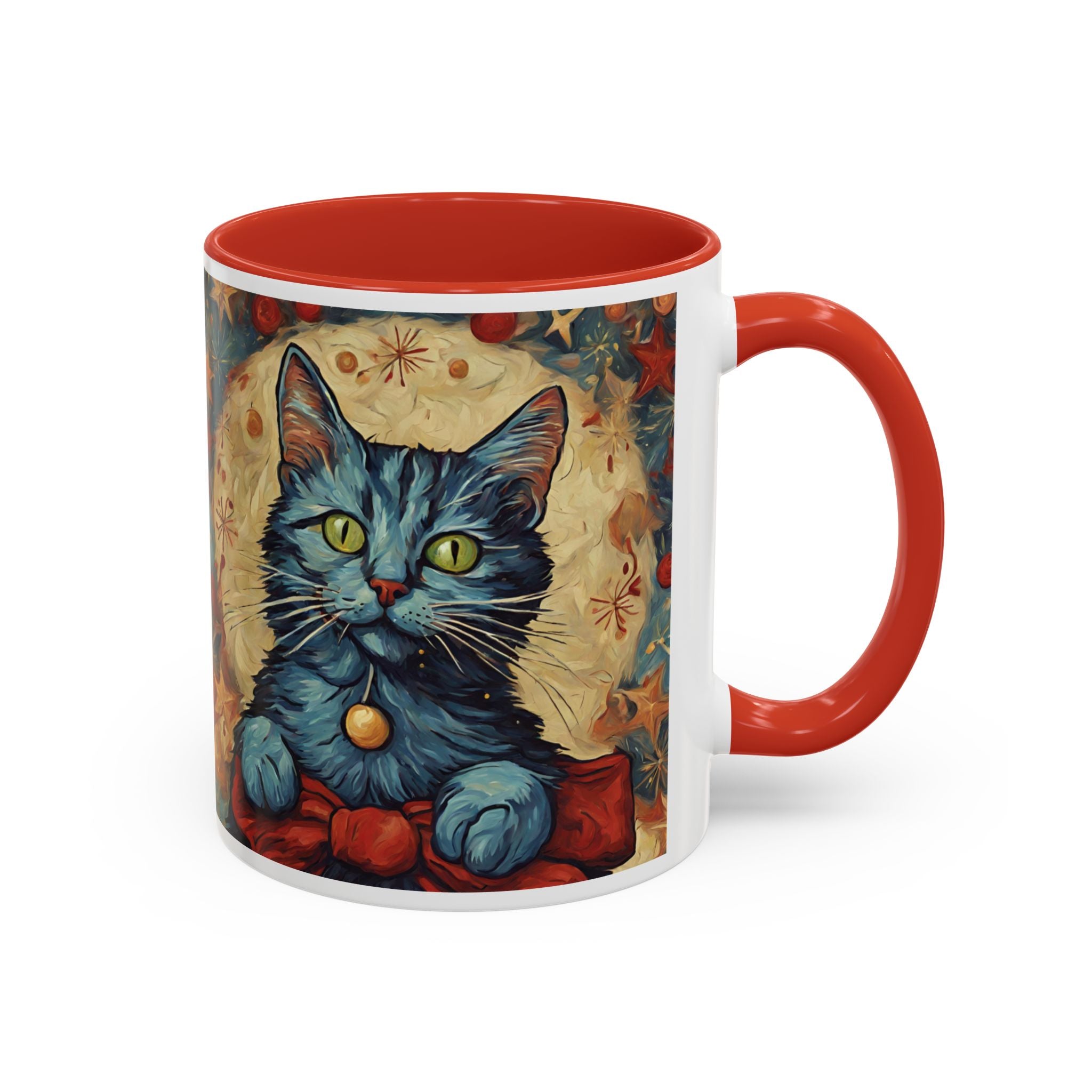 Christmas Mug Cat Mug Mom Lover Van Gogh Art Funny Coffee Tea Ceramic Mug