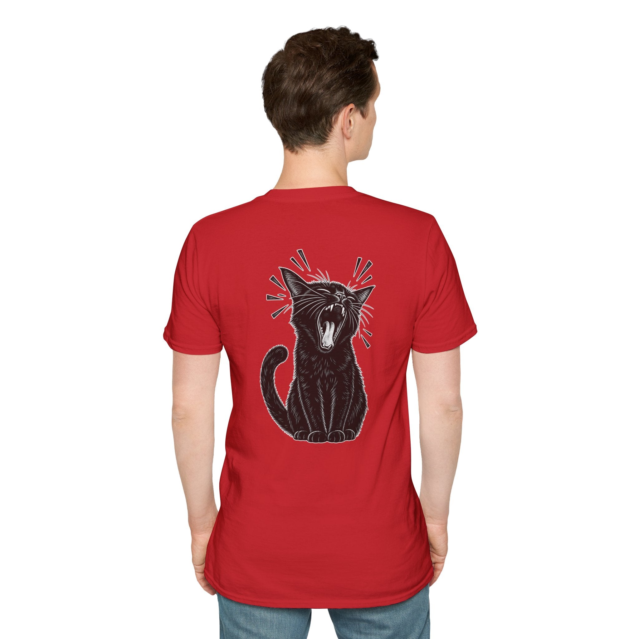 Black Cat Shirt Funny Yawn Comic Style Cat Lover Graphic Tee Unique Gift Black Cat T shirt