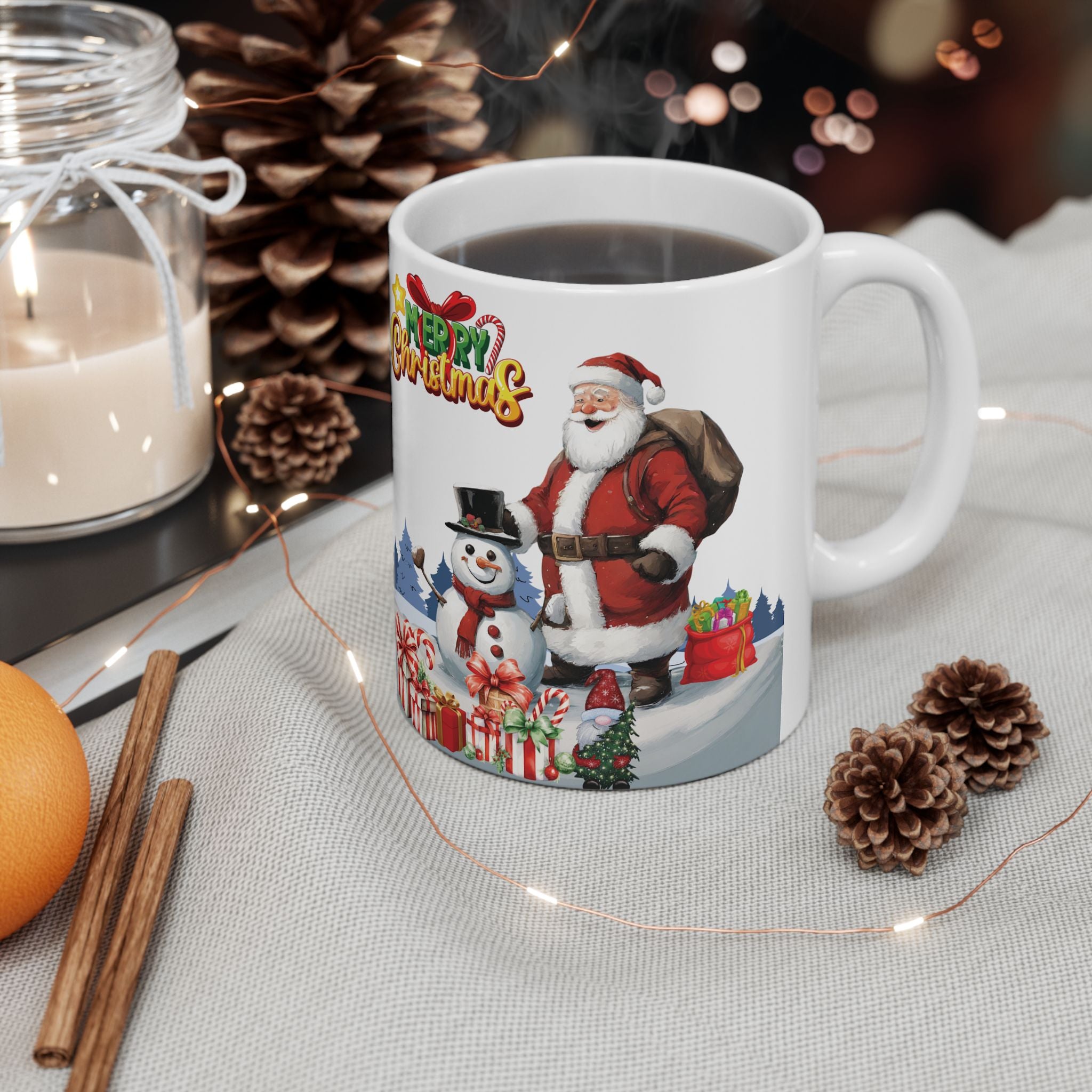 Christmas Mug Funny Santa Claus Mug Unique Cute Coffee Cup Snowman Gift Kid Gnom 11oz