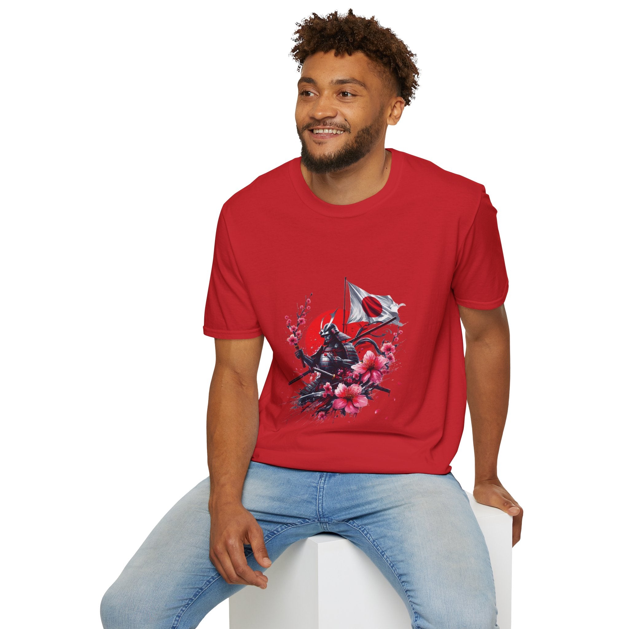 Japan Unisex Softstyle T-Shirt Japanese Art Sakura Samurai Cotton Gift Unique
