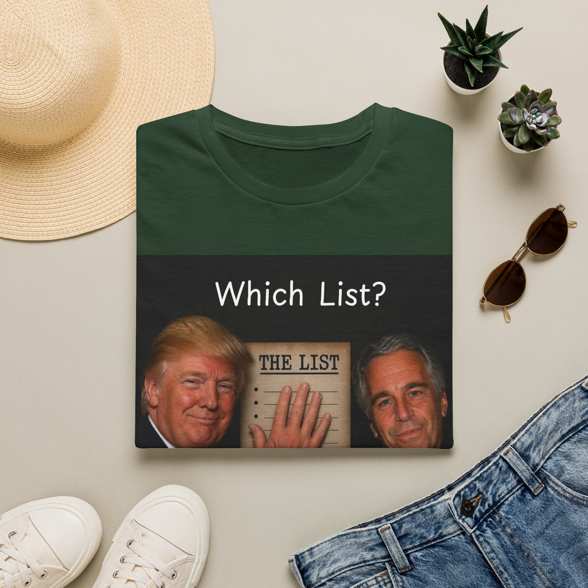 Funny Trump Epstein T-shirt Unique Unisex Conspiracy Theory What List Tshirt