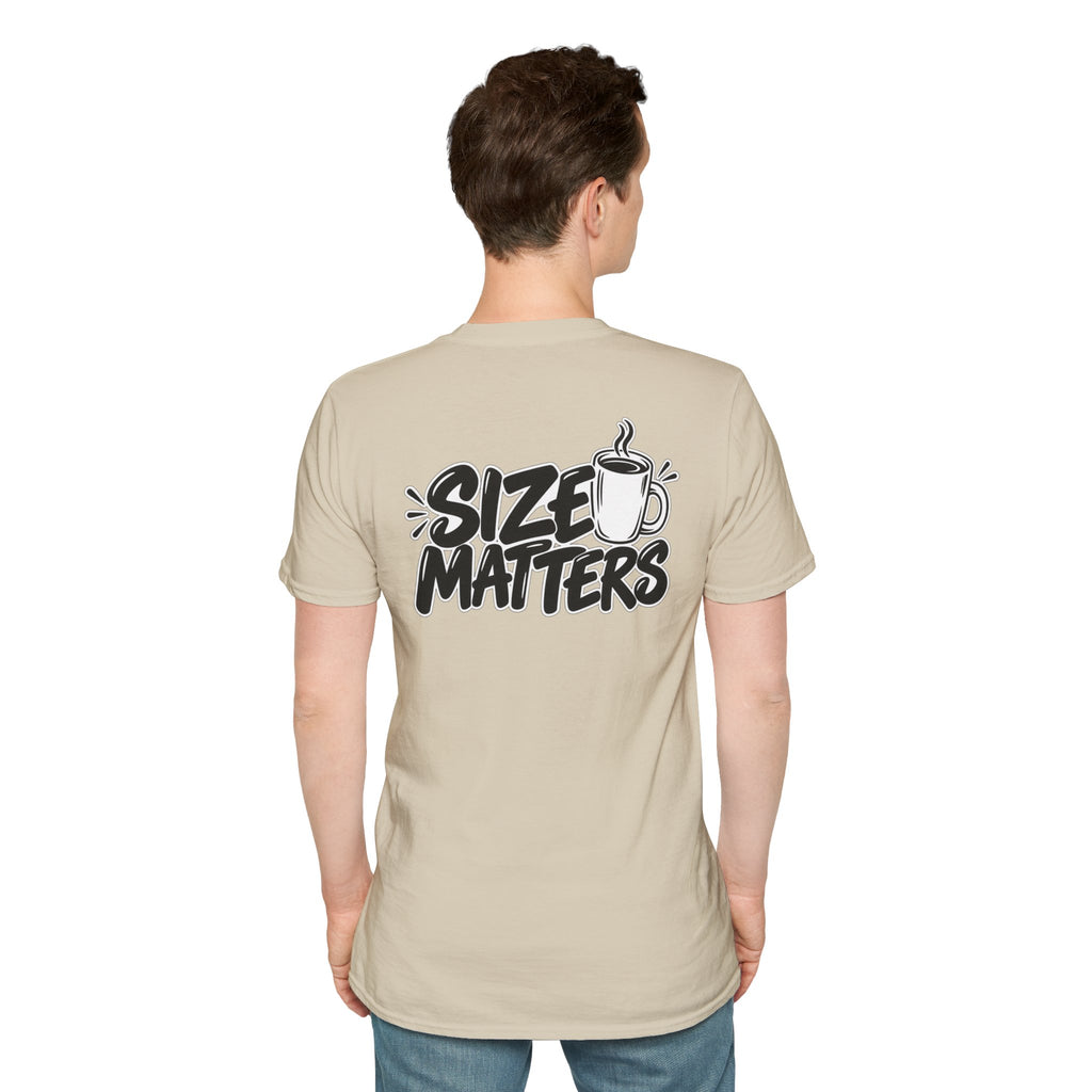 Dark Humor Funny Coffee Shirt Size Matters Novelty Graphic Tee Unique Gift