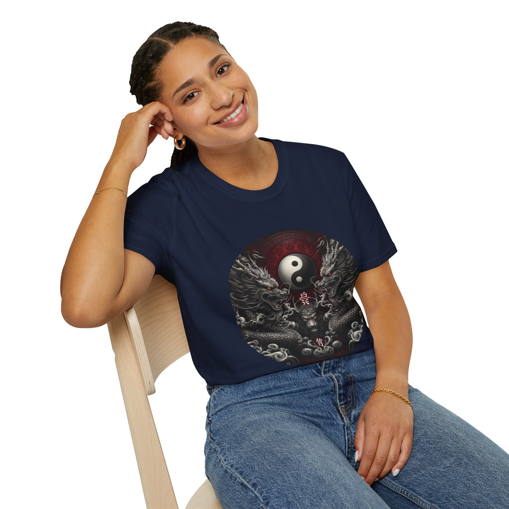 Dragon T-shirt Men Women Graphic Tee Clothing Apparel Symbol Ying Yang Best Gift