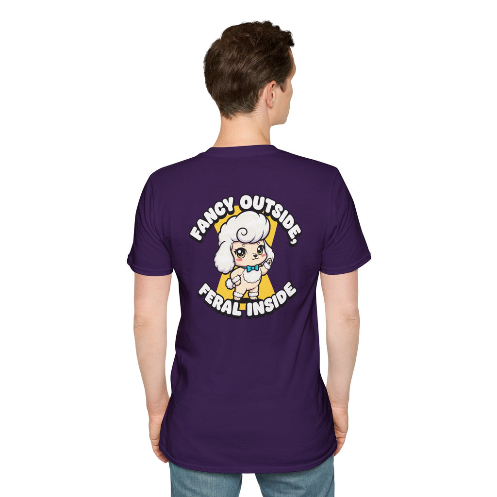 Cute Poodle Shirt Fancy Outside, Feral Inside Funny Dog Lover Unisex Softstyle Tee Gift
