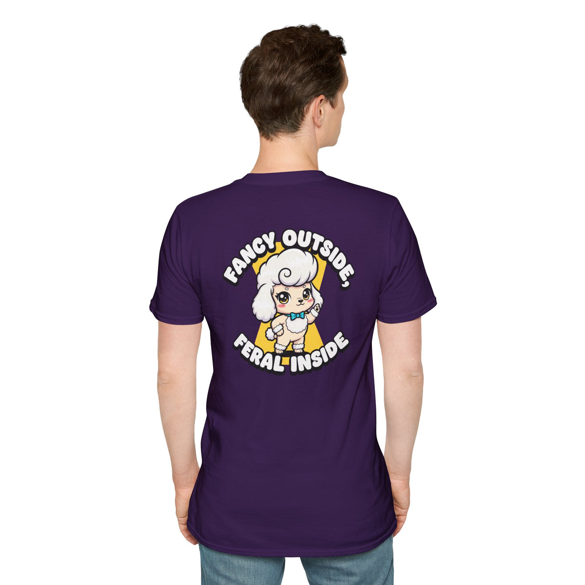 Cute Poodle Shirt Fancy Outside, Feral Inside Funny Dog Lover Unisex Softstyle Tee Gift