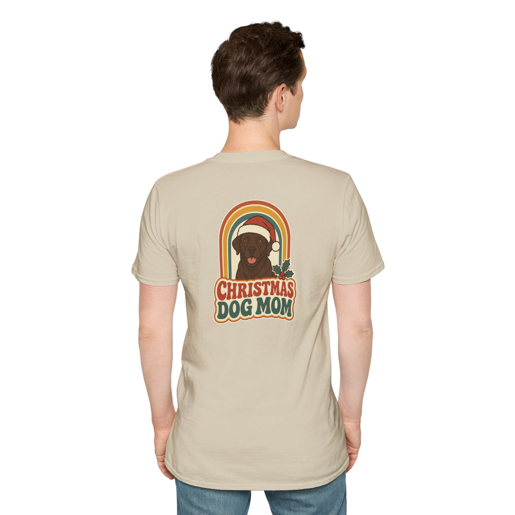 Retro Christmas Dog T-Shirt Christmas Dog Mom Vintage Dog Lover Shirt Unisex Softstyle Tee Christmas Gift