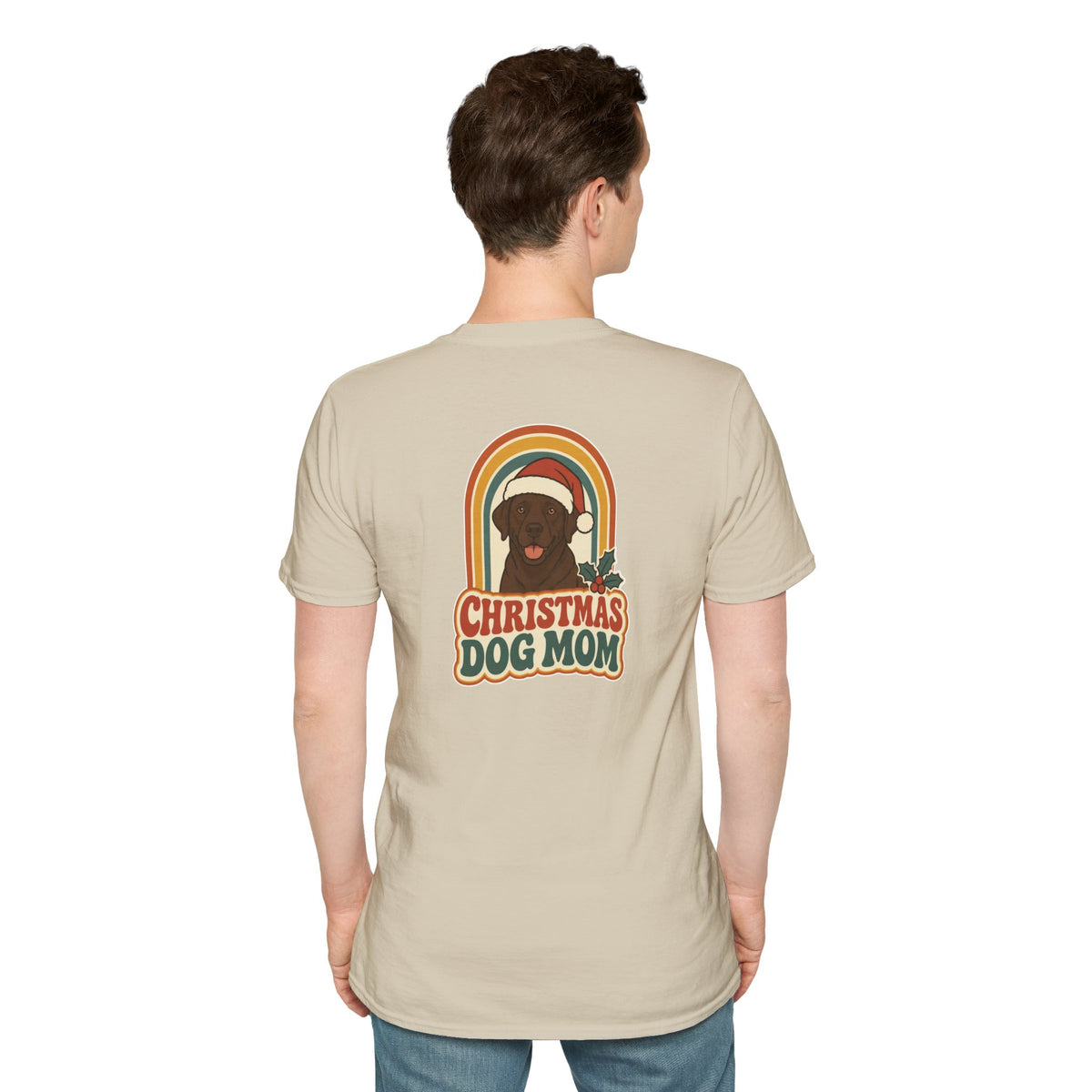 Retro Christmas Dog T-Shirt Christmas Dog Mom Vintage Dog Lover Shirt Unisex Softstyle Tee Christmas Gift