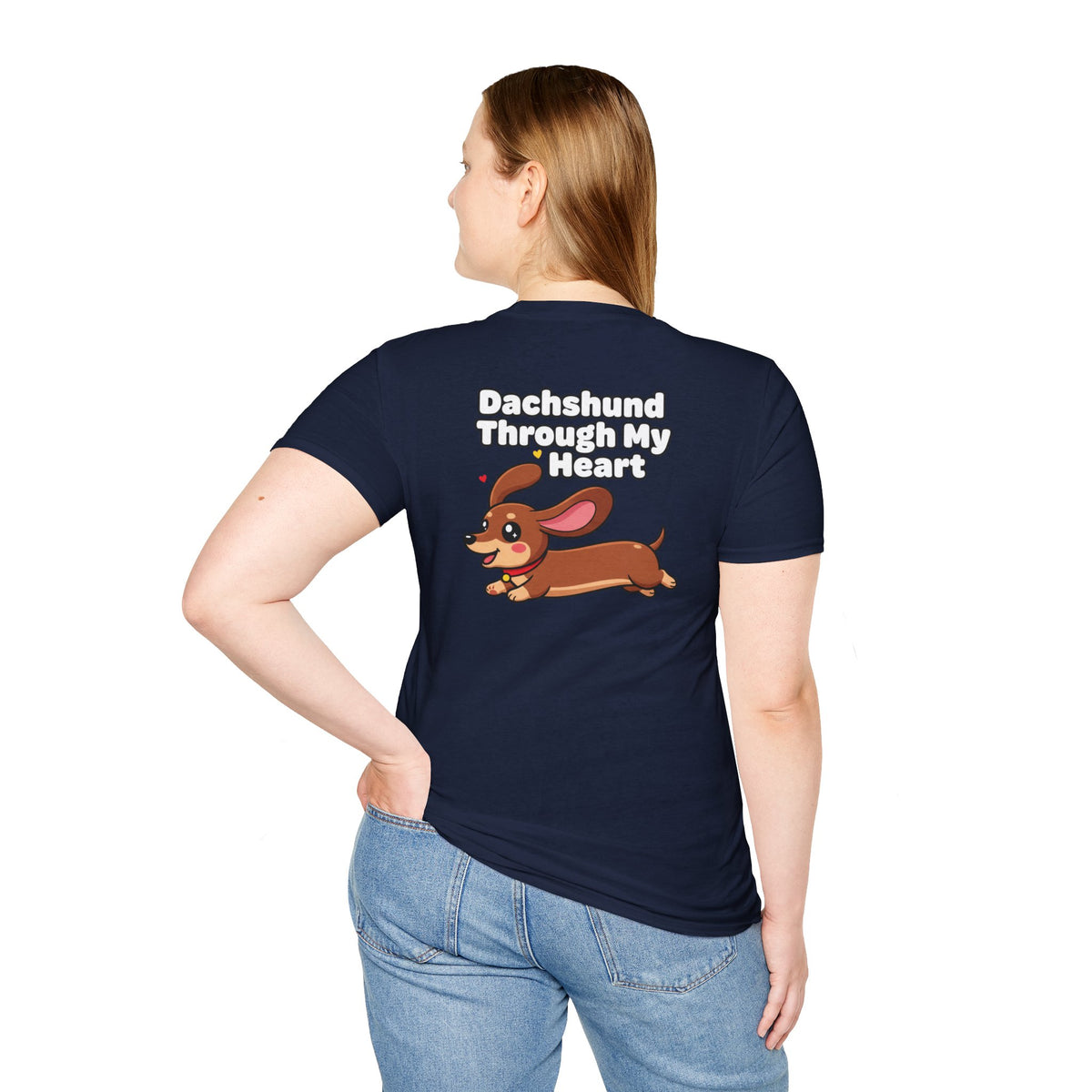 Cute Dachshund Shirt Dachshund Through My Heart Funny Dog Lover Unisex Softstyle Tee Gift