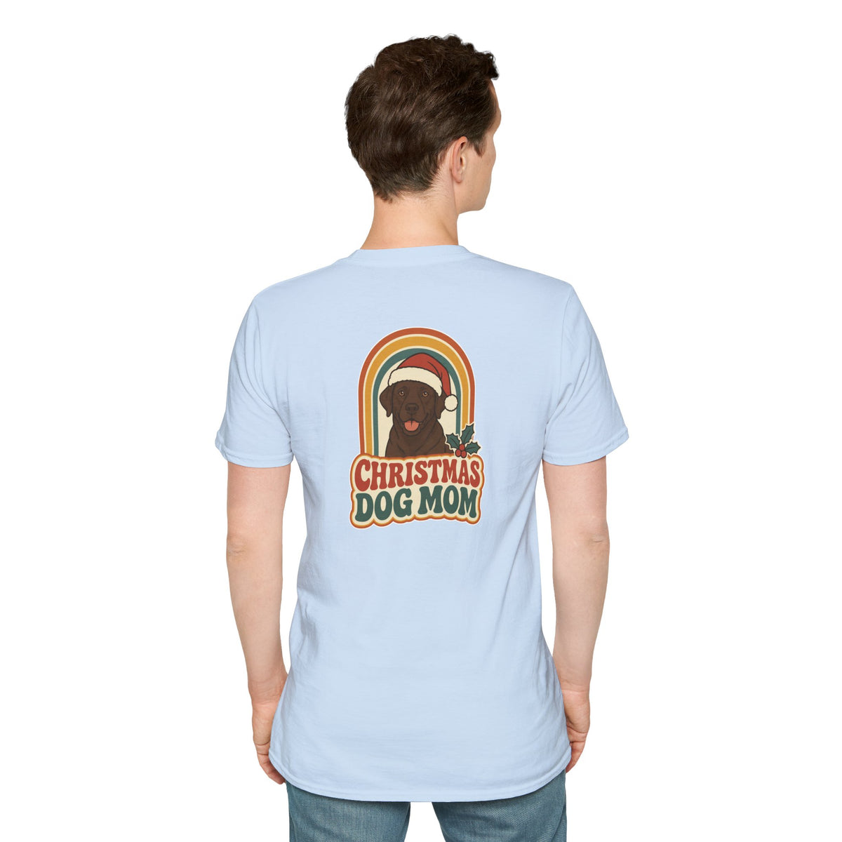 Retro Christmas Dog T-Shirt Christmas Dog Mom Vintage Dog Lover Shirt Unisex Softstyle Tee Christmas Gift