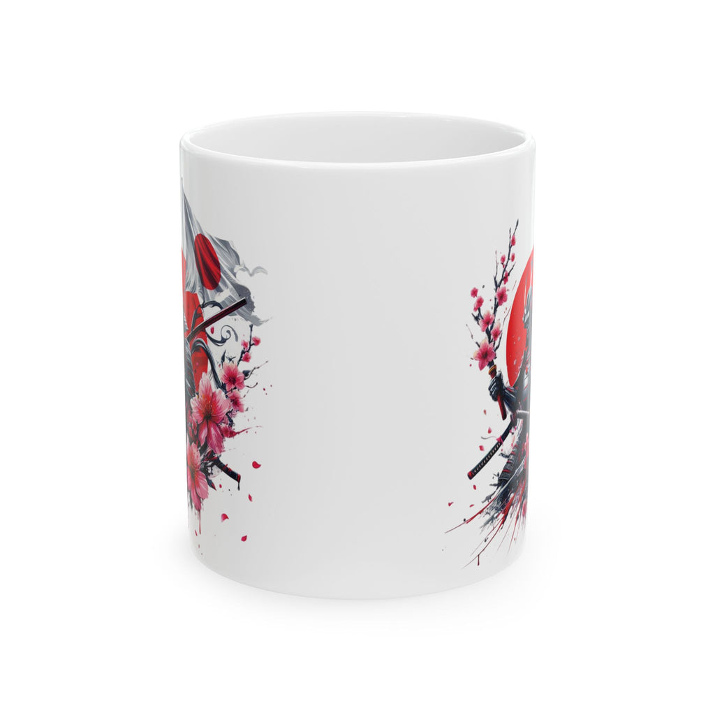 Japan Flag Mug Samurai Sakura Flower Tea Coffee Cup Unique Gift Mug Japanese Art 11oz